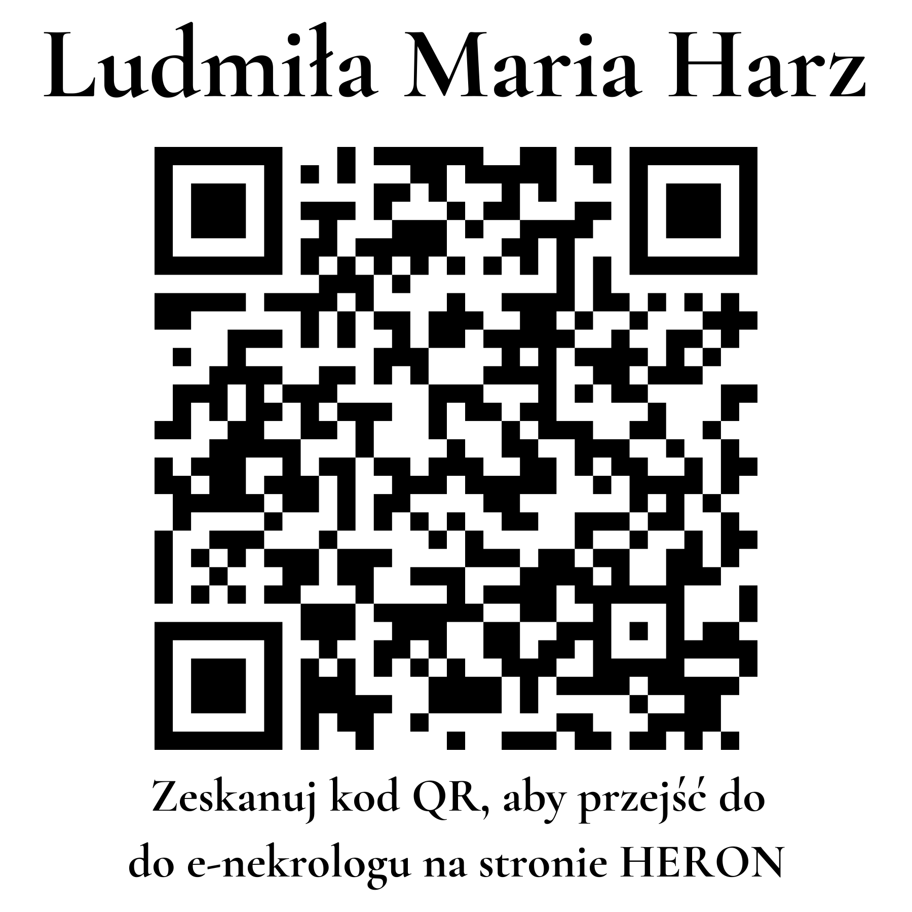 Kod QR do nekrologu Ludmiła Maria Harz