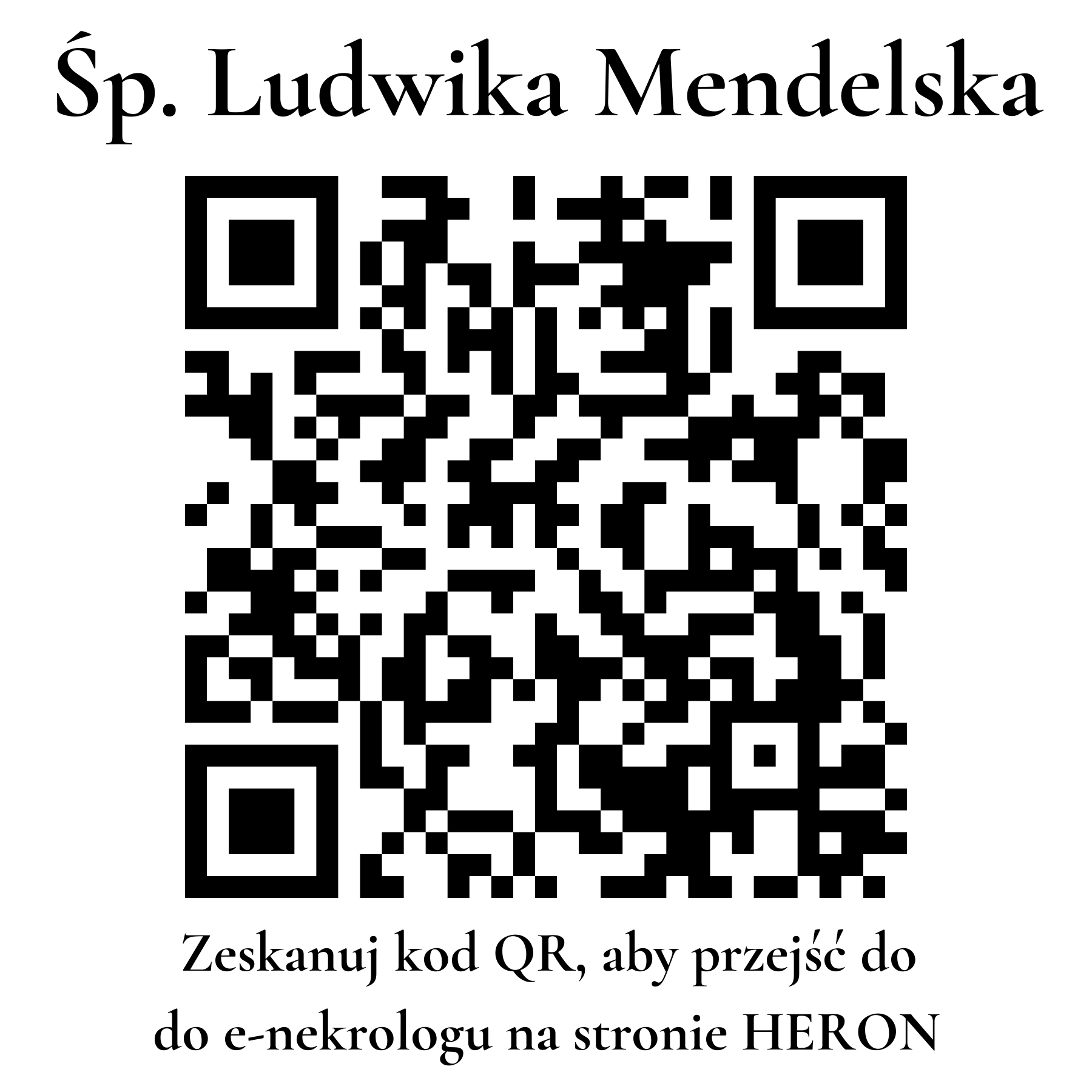 Kod QR do nekrologu Ludwika Mendelska Kod QR do nekrologu Ludwika Mendelska