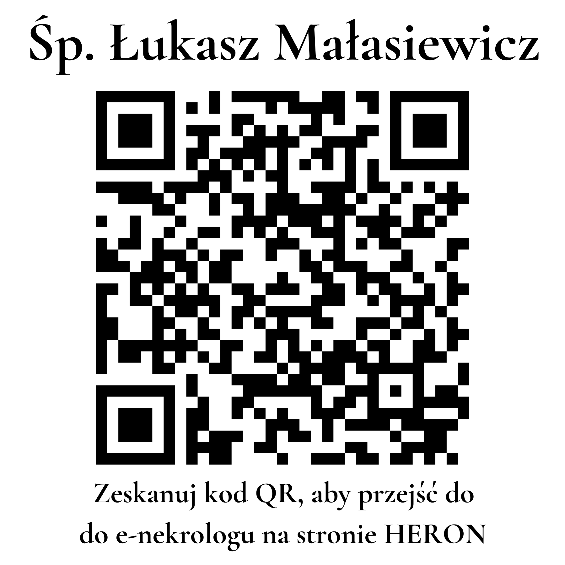 Kod QR do nekrologu Łukasz Małasiewicz Kod QR do nekrologu Łukasz Małasiewicz