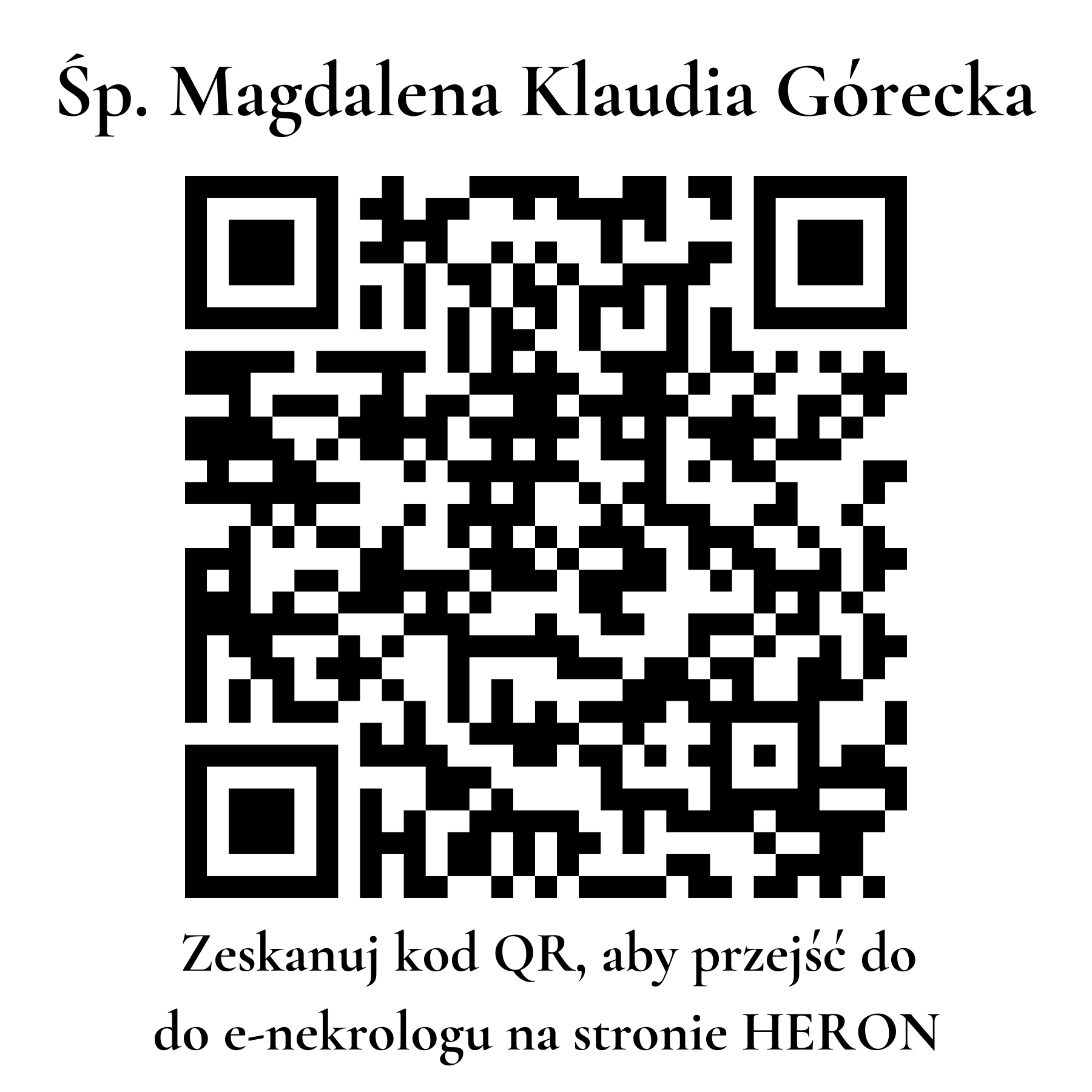 Kod QR do nekrologu Magdalena Klaudia Górecka