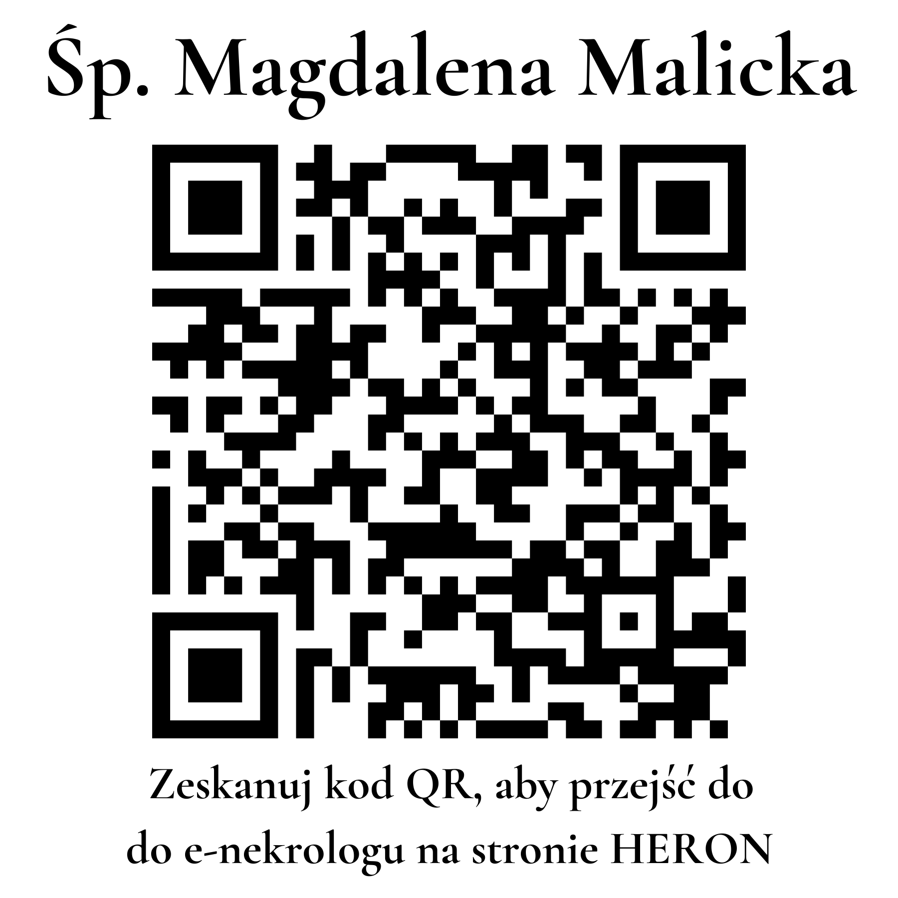 Kod QR do nekrologu Magdalena Malicka