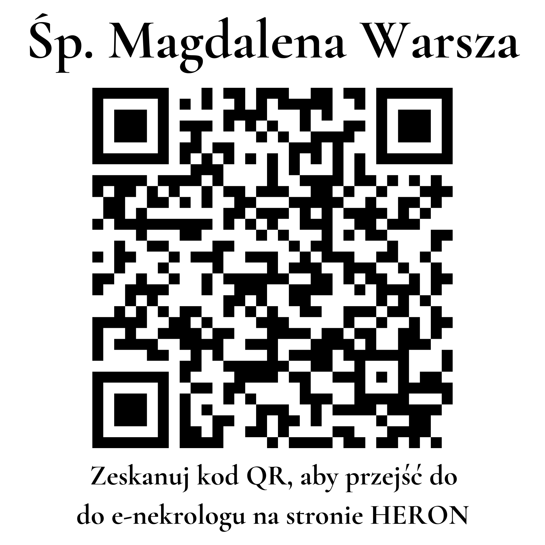 Kod QR do nekrologu Magdalena Warsza Kod QR do nekrologu Magdalena Warsza