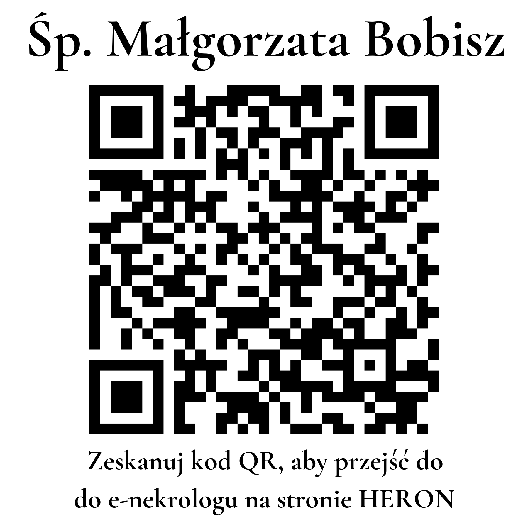 Kod QR do nekrologu Małgorzata Bobisz Kod QR do nekrologu Małgorzata Bobisz