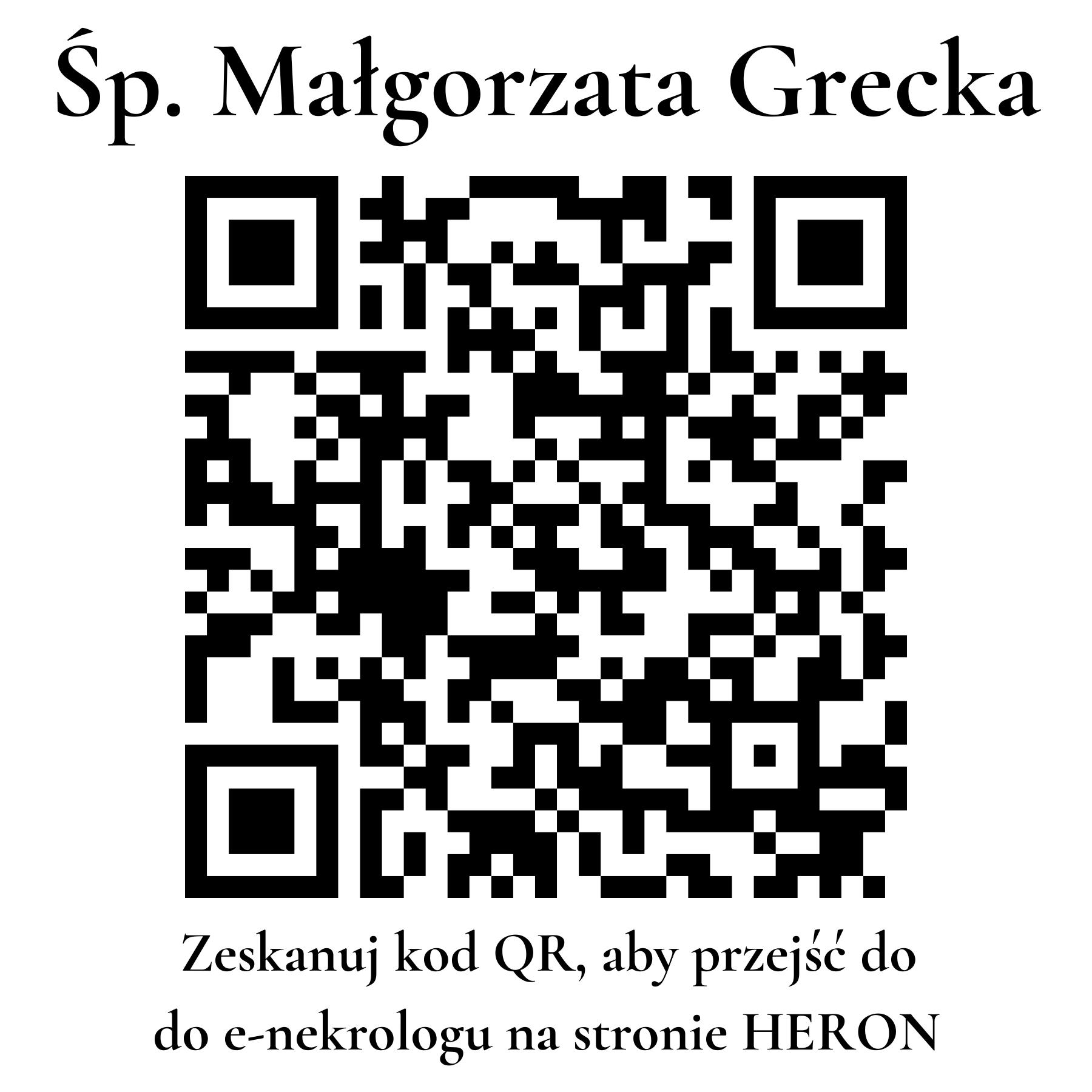 Kod QR do nekrologu Małgorzata Grecka