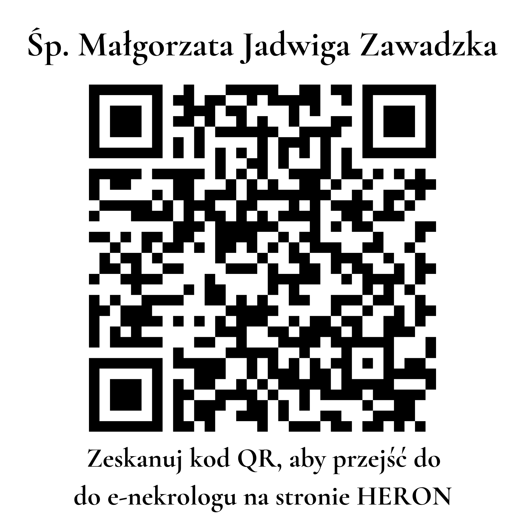 Kod QR do nekrologu Małgorzata Jadwiga Zawadzka Kod QR do nekrologu Małgorzata Jadwiga Zawadzka