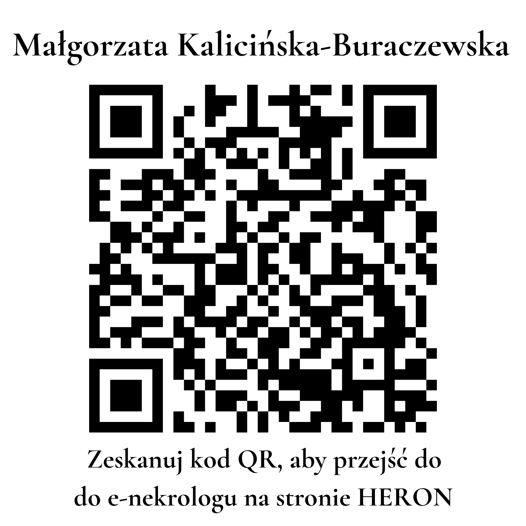 Kod QR do nekrologu Małgorzata Kalicińska-Buraczewska Kod QR do nekrologu Małgorzata Kalicińska-Buraczewska