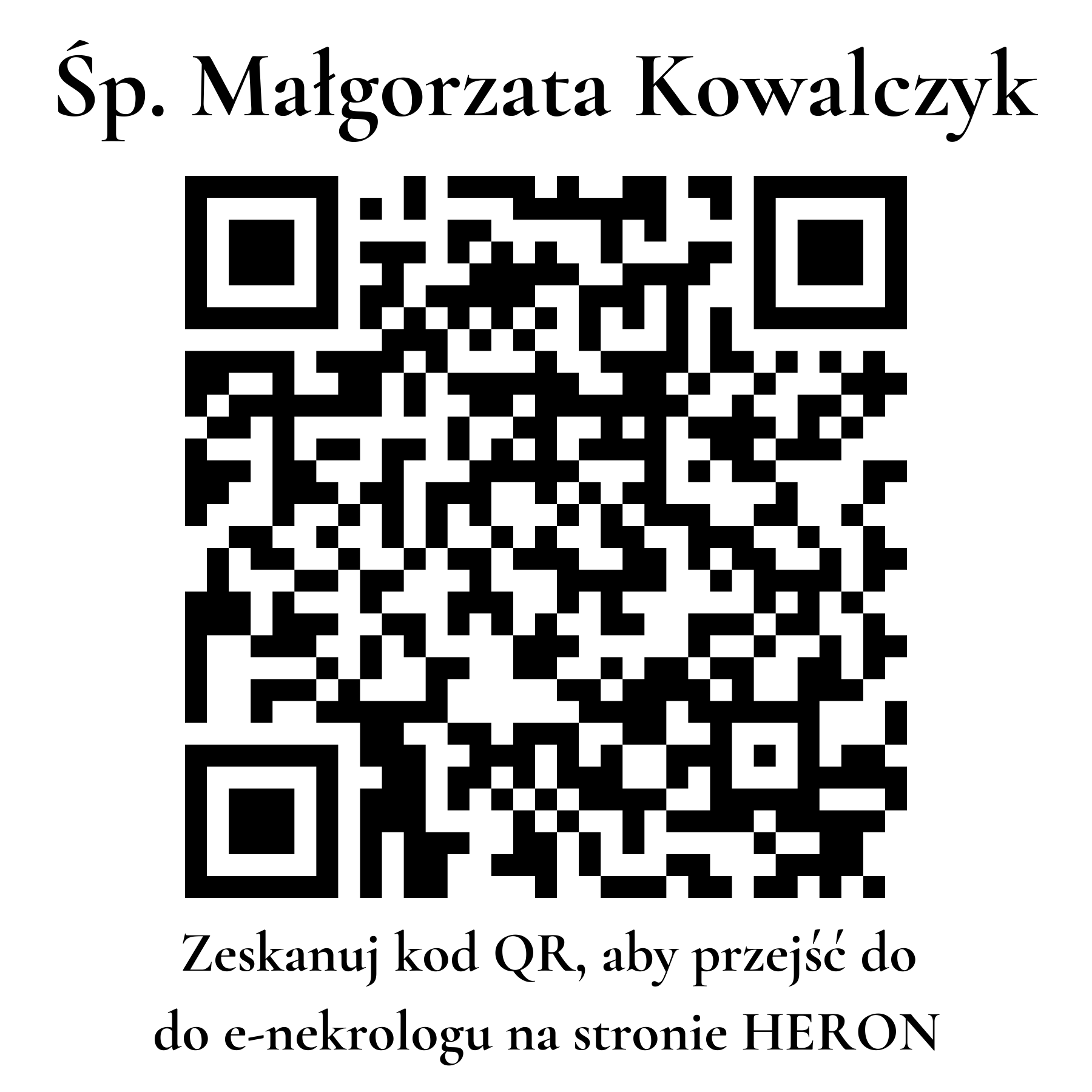 Kod QR do nekrologu Małgorzata Kowalczyk