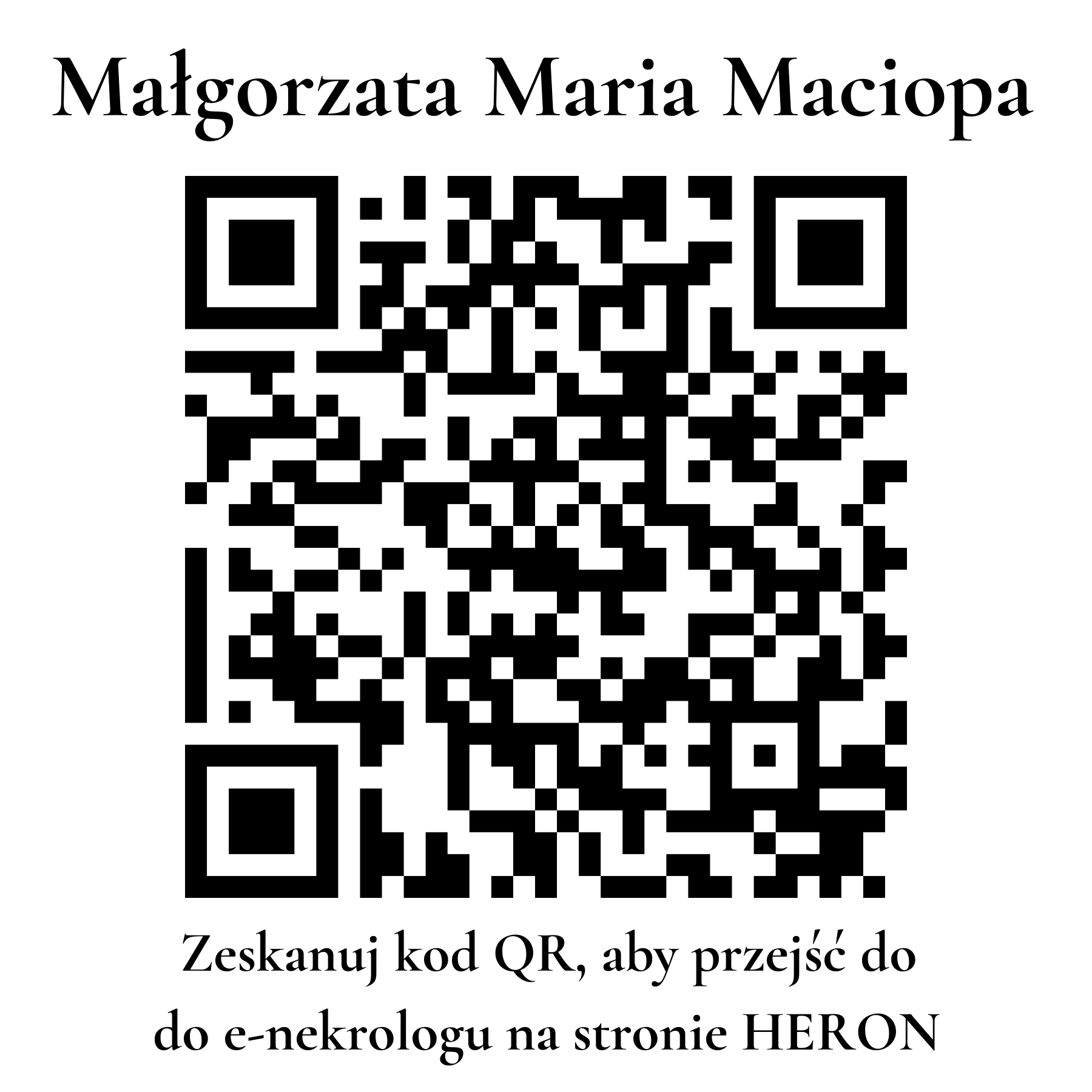 Kod QR do nekrologu Małgorzata Maria Maciopa