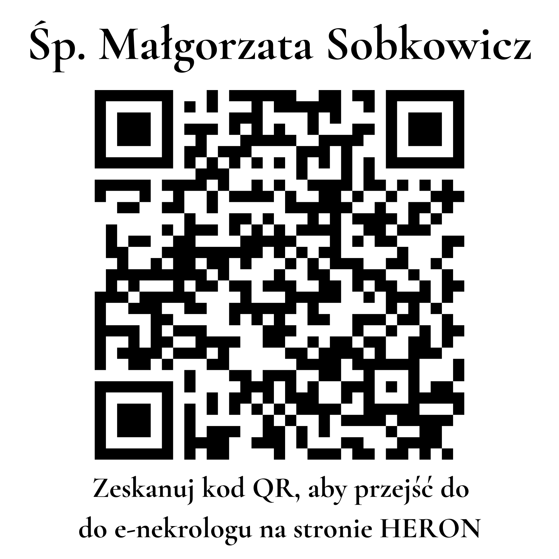 Kod QR do nekrologu Małgorzata Sobkowicz Kod QR do nekrologu Małgorzata Sobkowicz