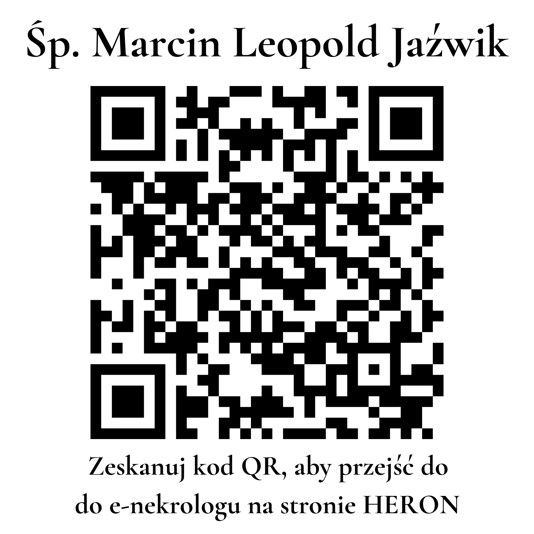 Kod QR do nekrologu Marcin Leopold Jaźwik Kod QR do nekrologu Marcin Leopold Jaźwik