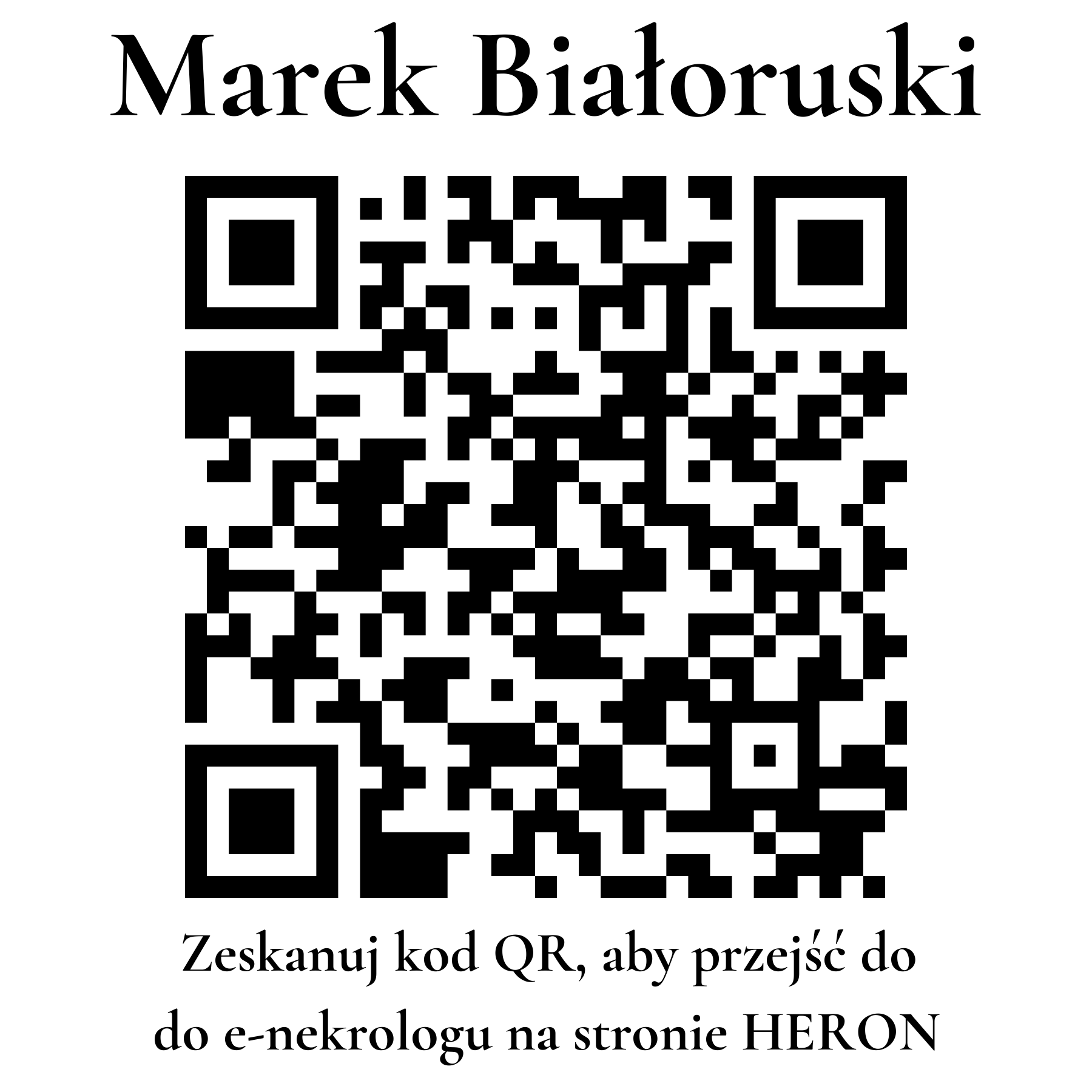 Kod QR do nekrologu Marek Białoruski Kod QR do nekrologu Marek Białoruski