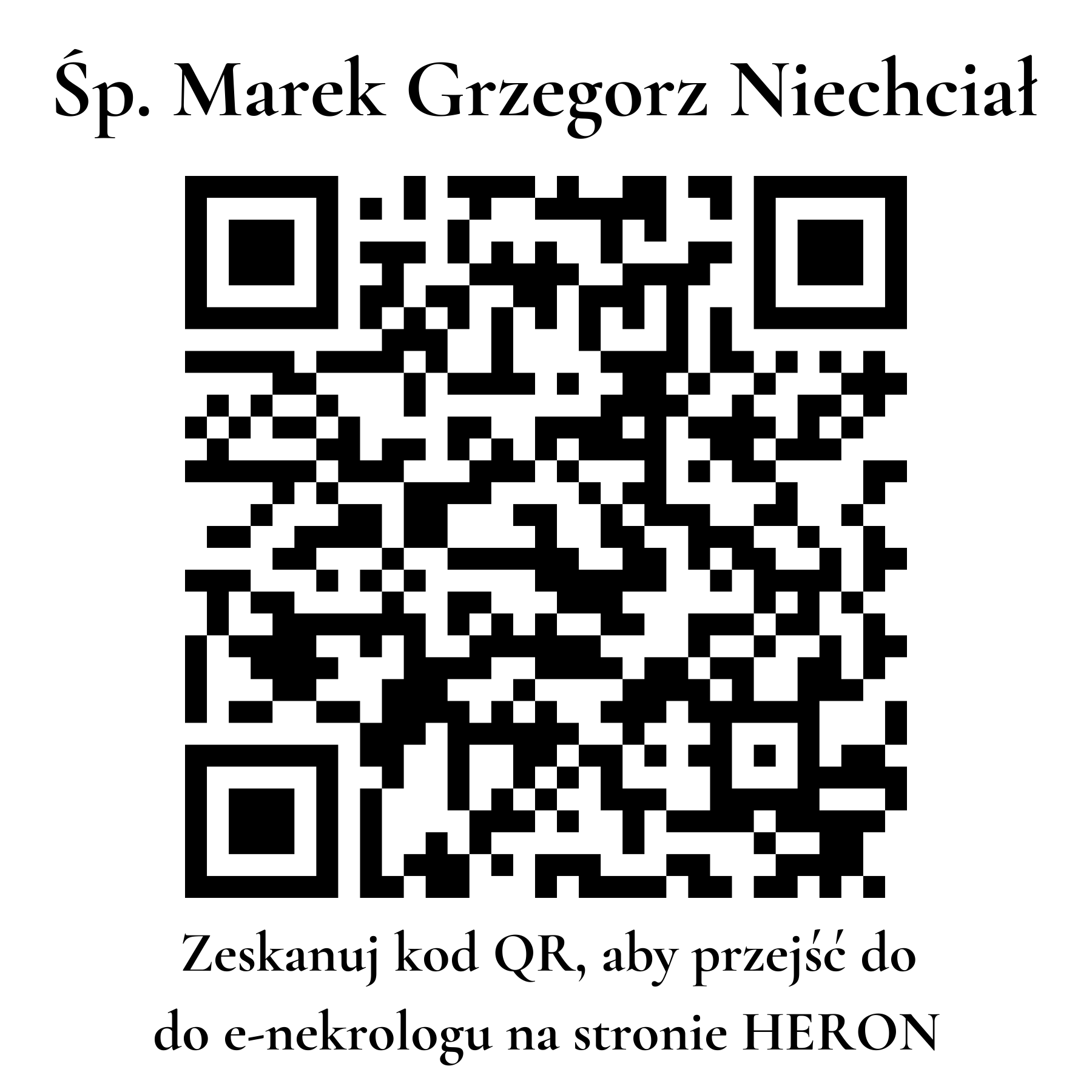 Kod QR do nekrologu Marek Grzegorz Niechciał Kod QR do nekrologu Marek Grzegorz Niechciał