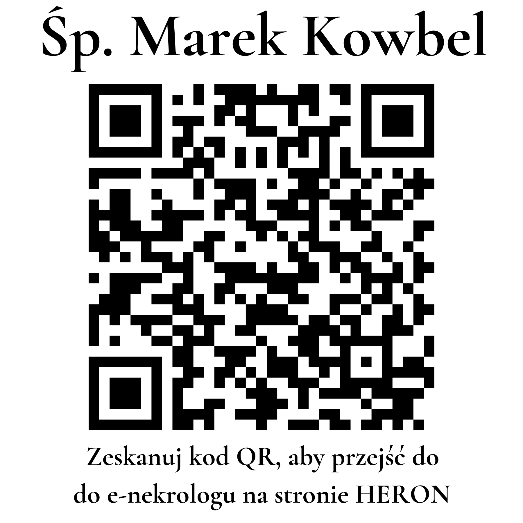 Kod QR do nekrologu Marek Kowbel Kod QR do nekrologu Marek Kowbel