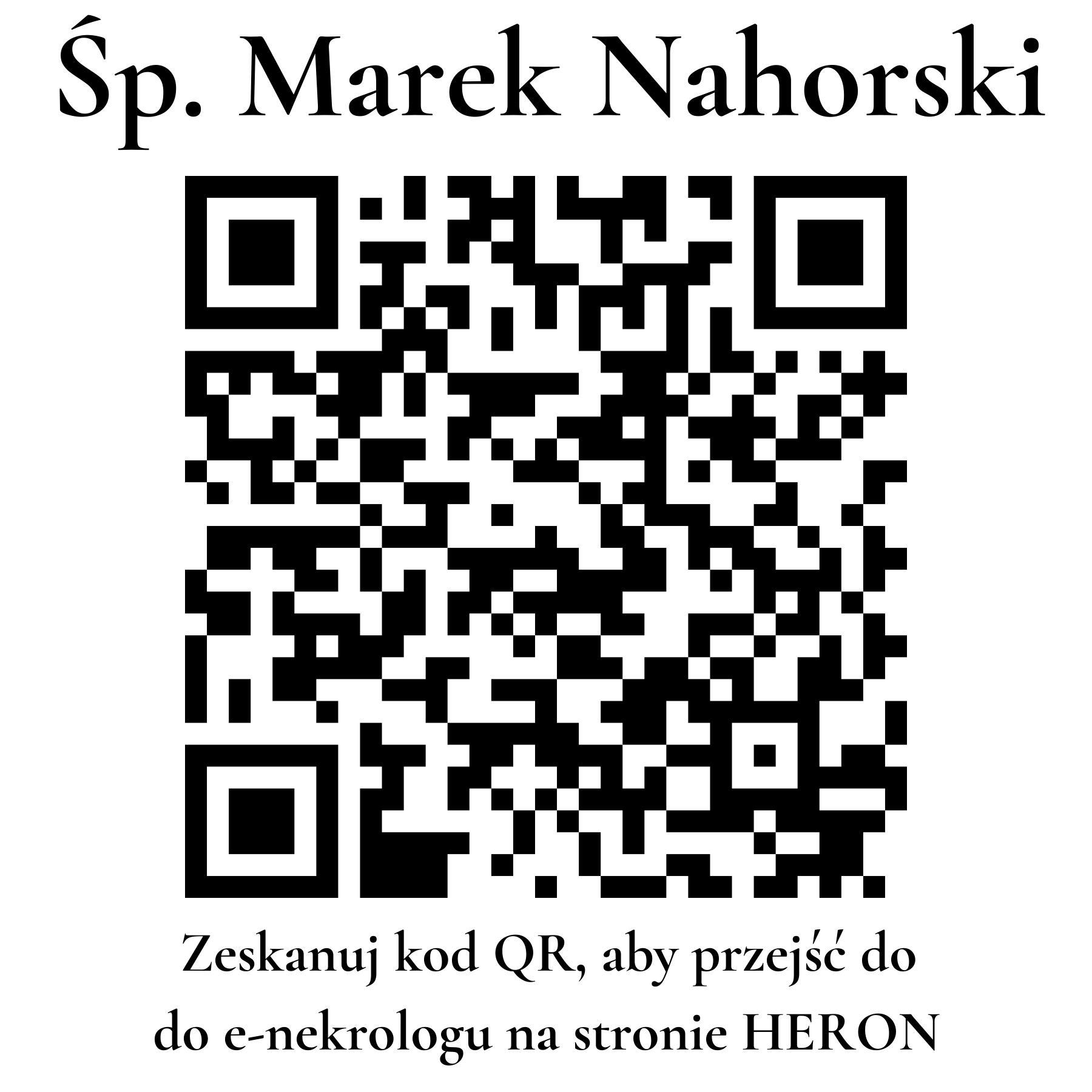 Kod QR do nekrologu Marek Nahorski Kod QR do nekrologu Marek Nahorski