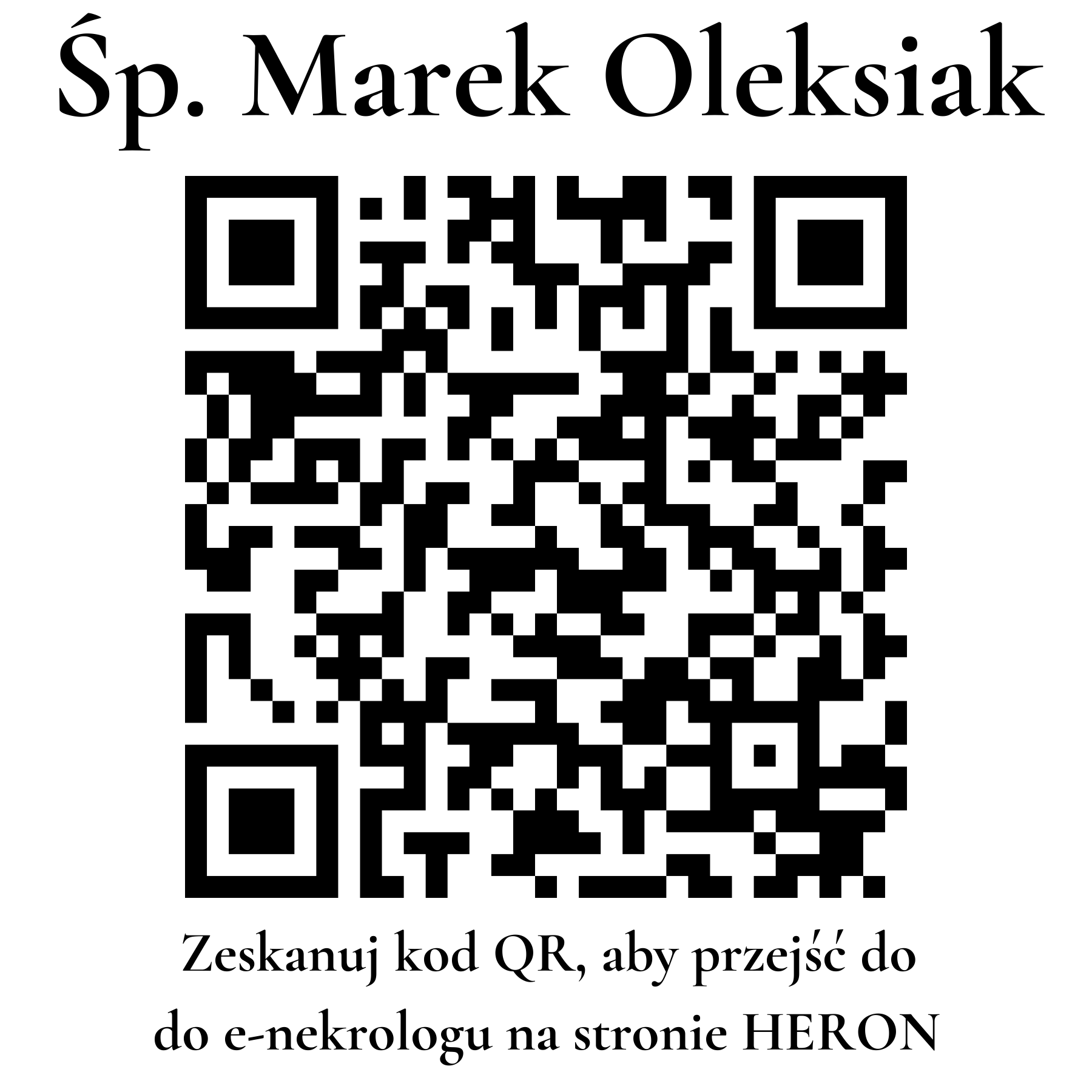 Kod QR do nekrologu Marek Oleksiak Kod QR do nekrologu Marek Oleksiak