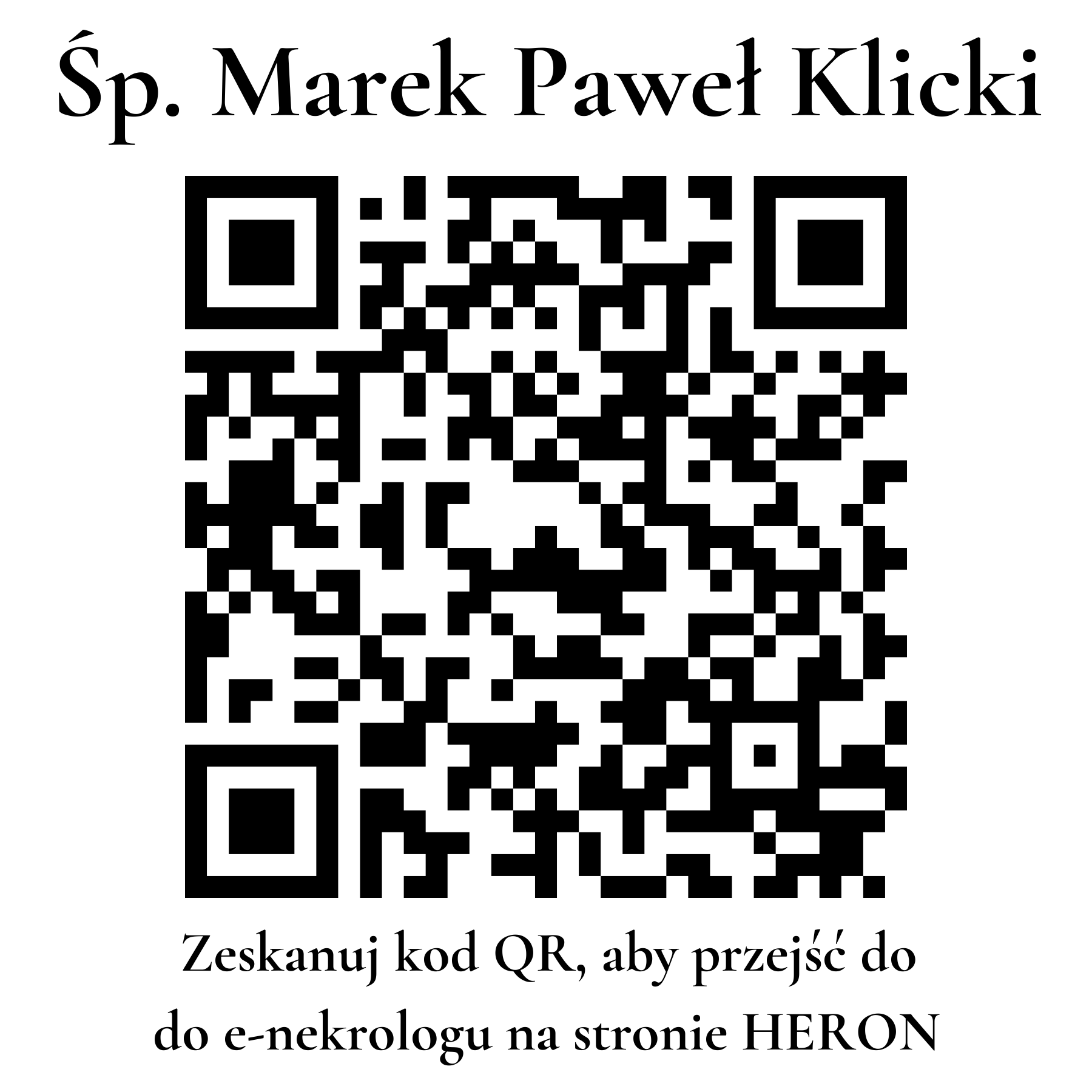 Kod QR do nekrologu Marek Paweł Klicki