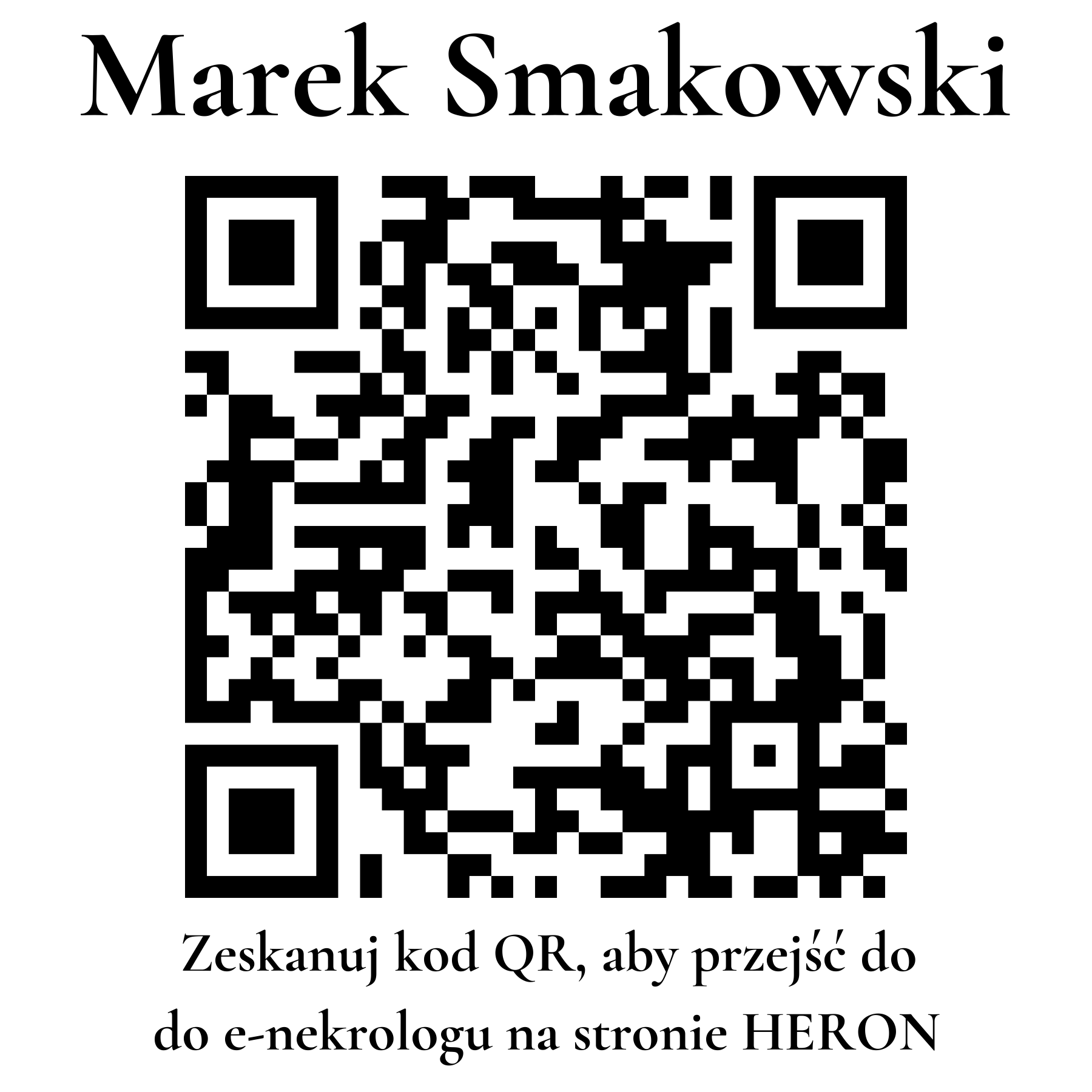 Kod QR do nekrologu Marek Smakowski Kod QR do nekrologu Marek Smakowski