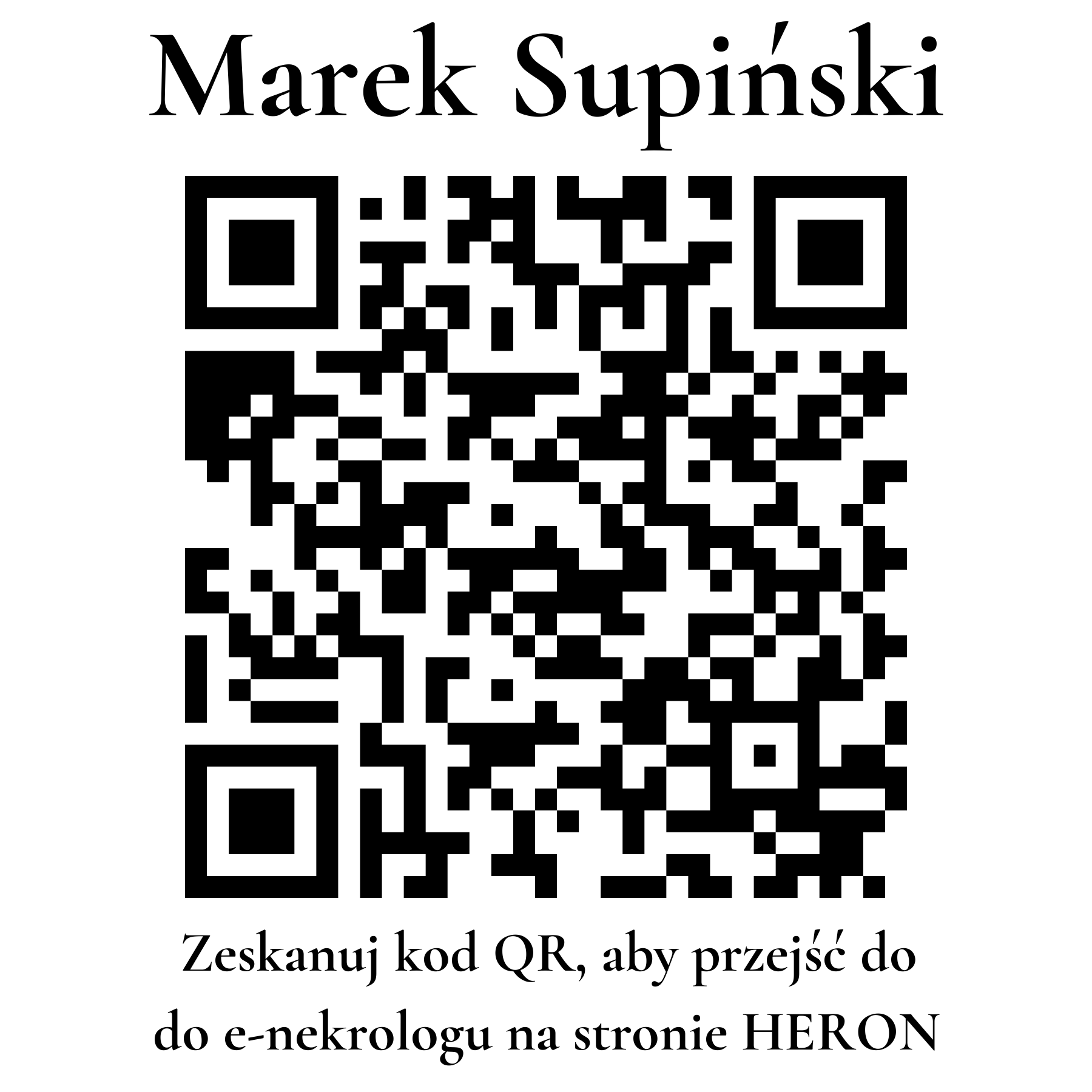 Kod QR do nekrologu Marek Supiński Kod QR do nekrologu Marek Supiński