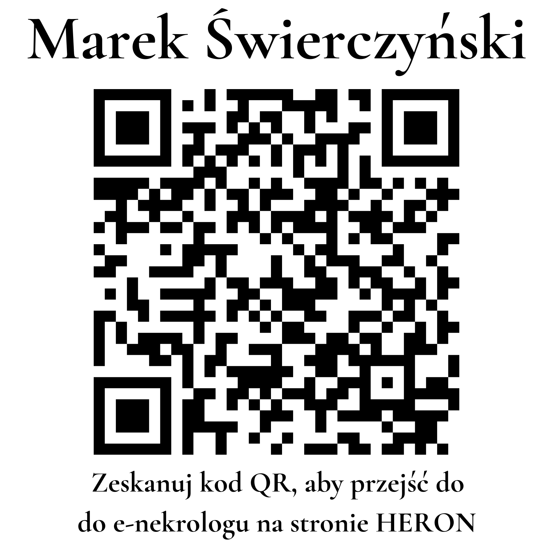Kod QR do nekrologu Marek Świerczyński Kod QR do nekrologu Marek Świerczyński