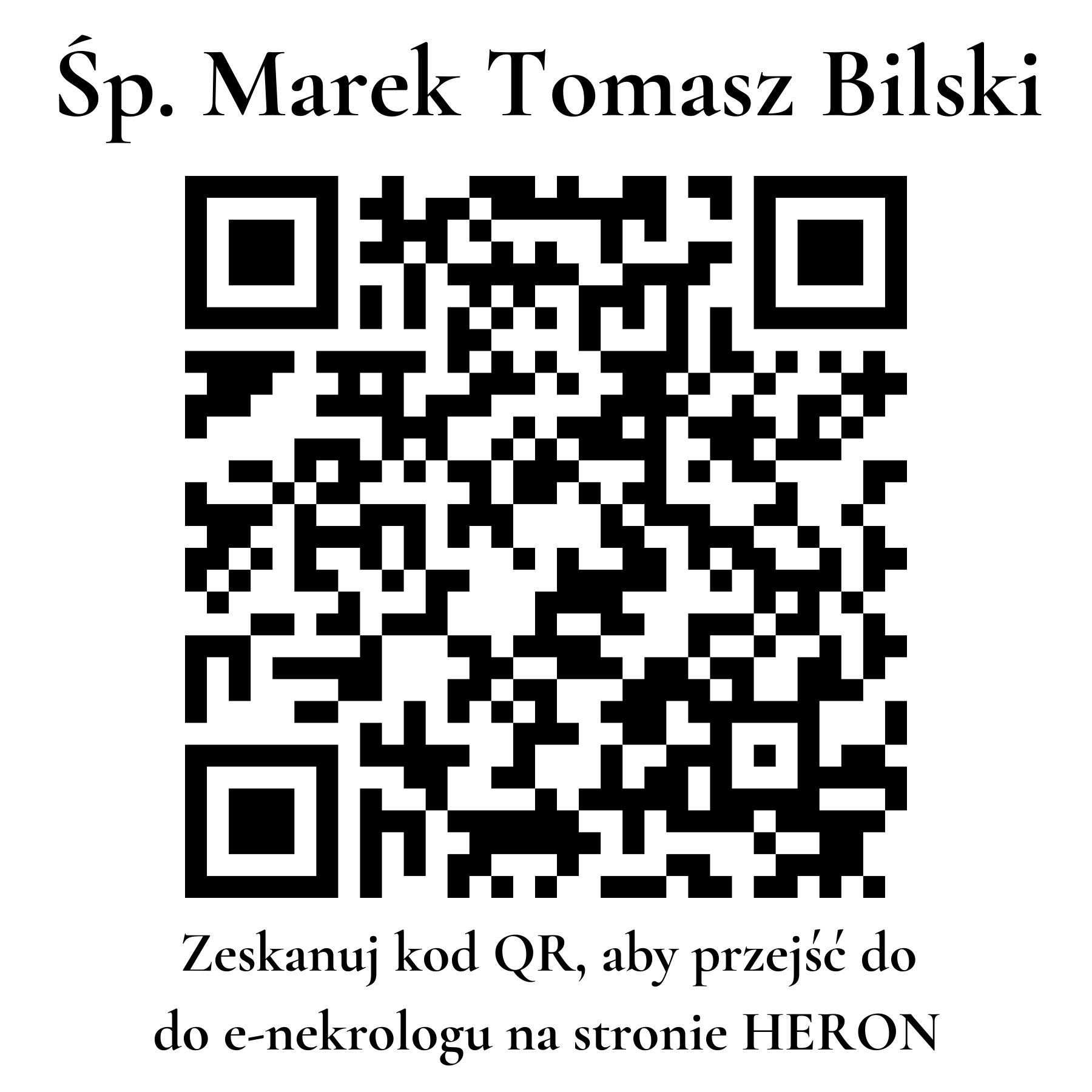 Kod QR do nekrologu Marek Tomasz Bilski Kod QR do nekrologu Marek Tomasz Bilski