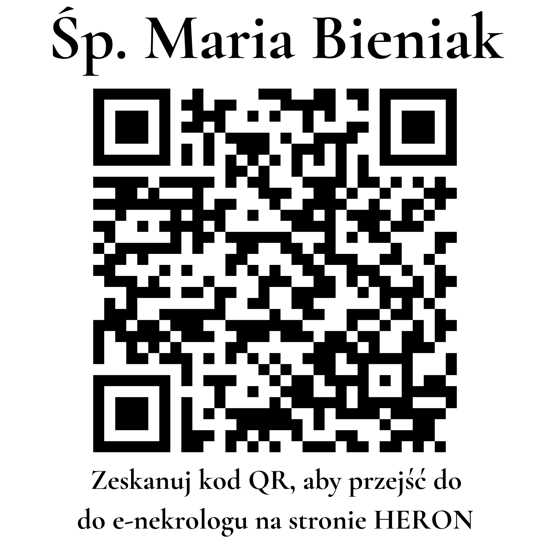 Kod QR do nekrologu Maria Bieniak