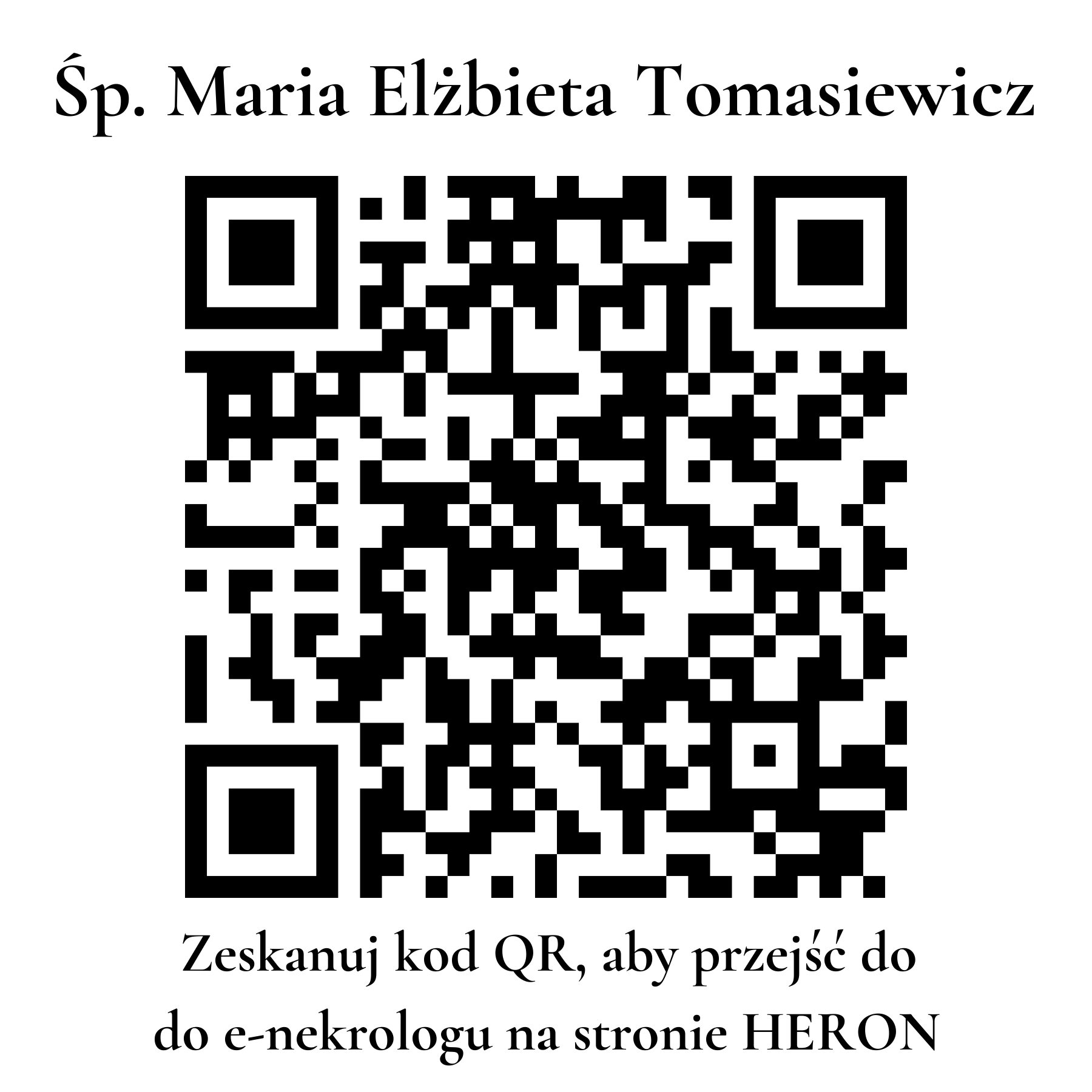 Kod QR do nekrologu Maria Elżbieta Tomasiewicz