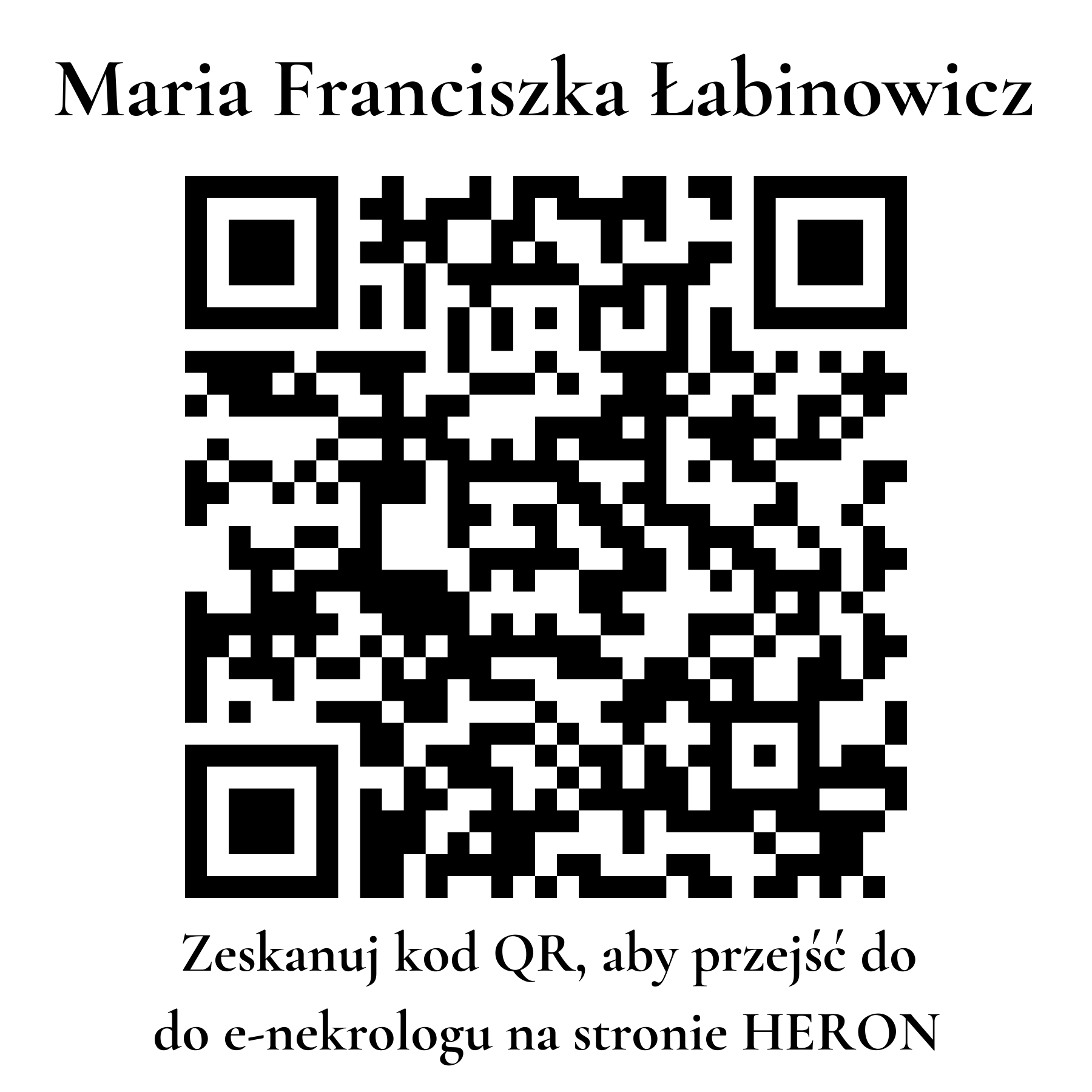 Kod QR do nekrologu Maria Franciszka Łabinowicz