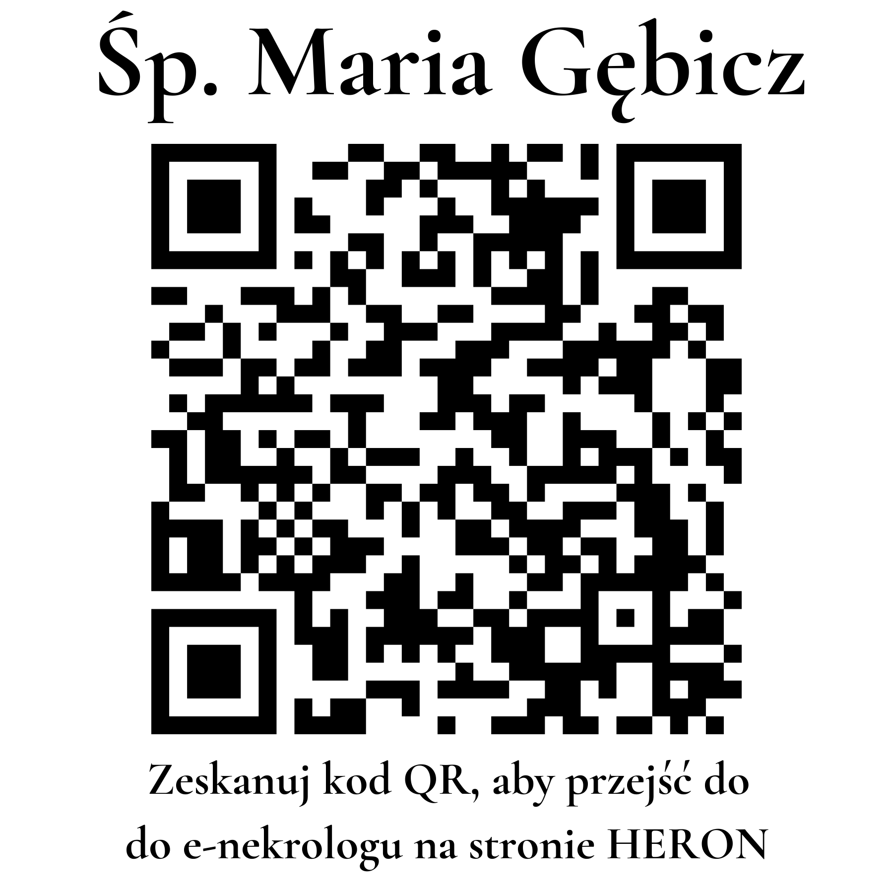 Kod QR do nekrologu Maria Gębicz Kod QR do nekrologu Maria Gębicz