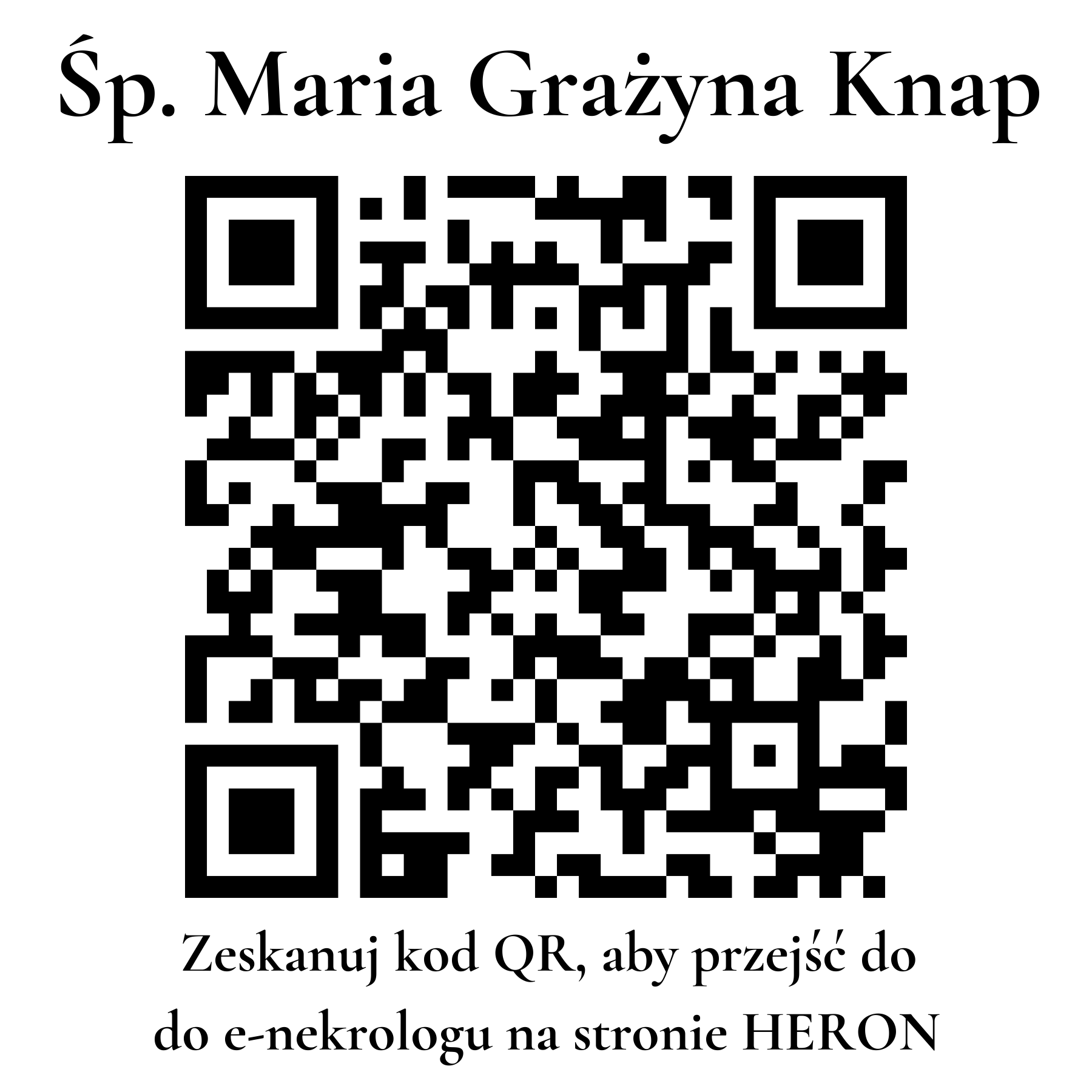 Kod QR do nekrologu Maria Grażyna Knap
