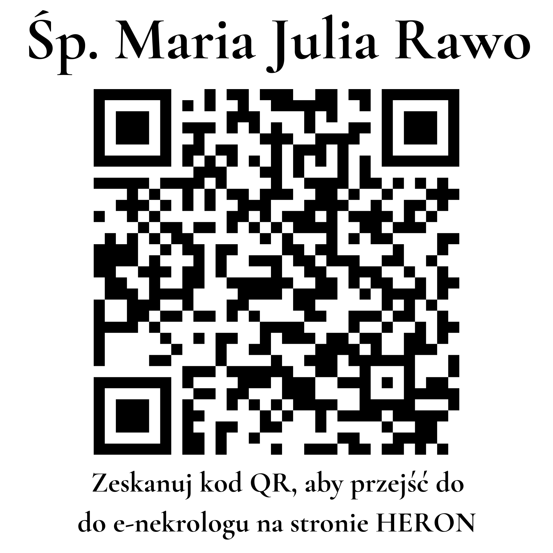 Kod QR do nekrologu Maria Julia Rawo