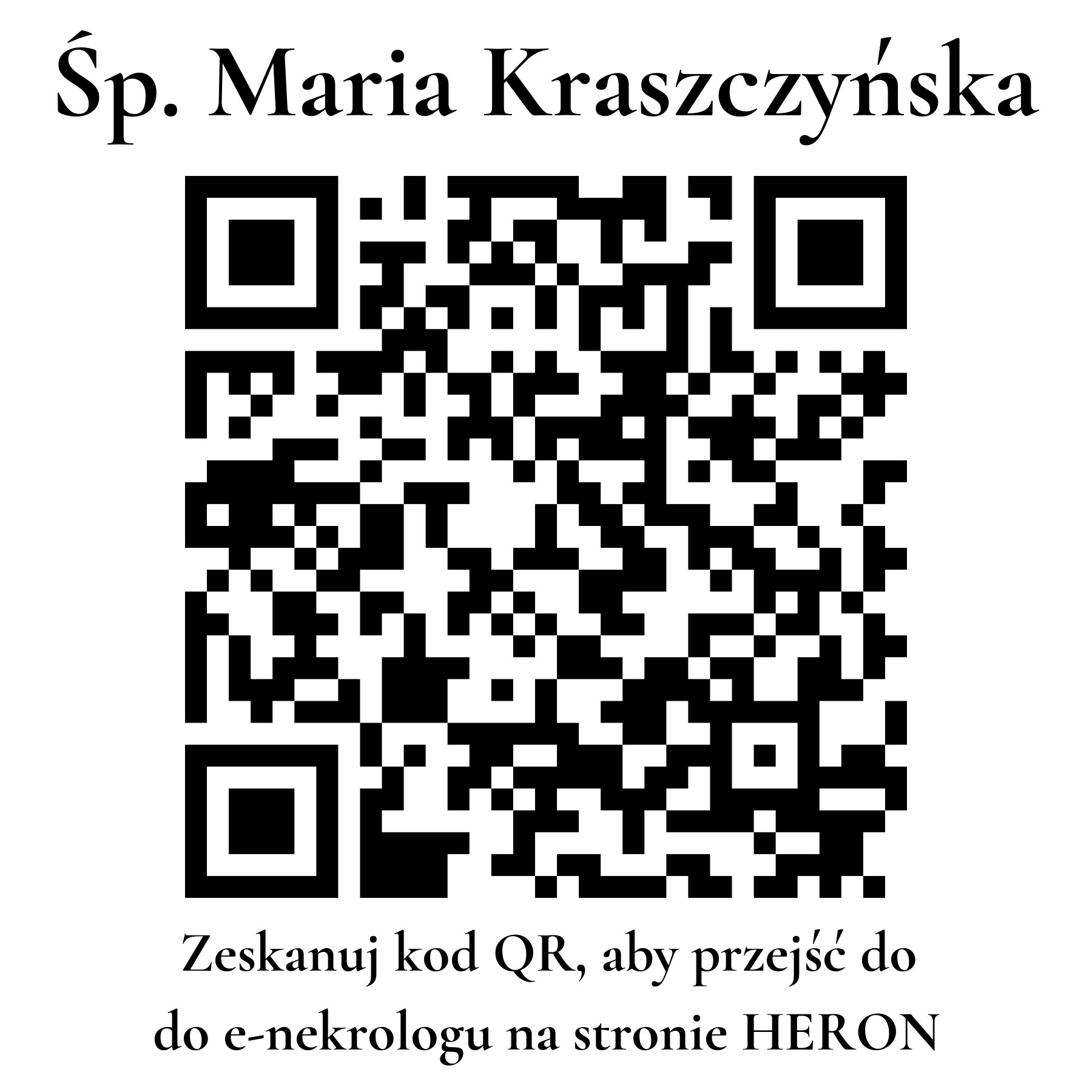 Kod QR do nekrologu Maria Kraszczyńska