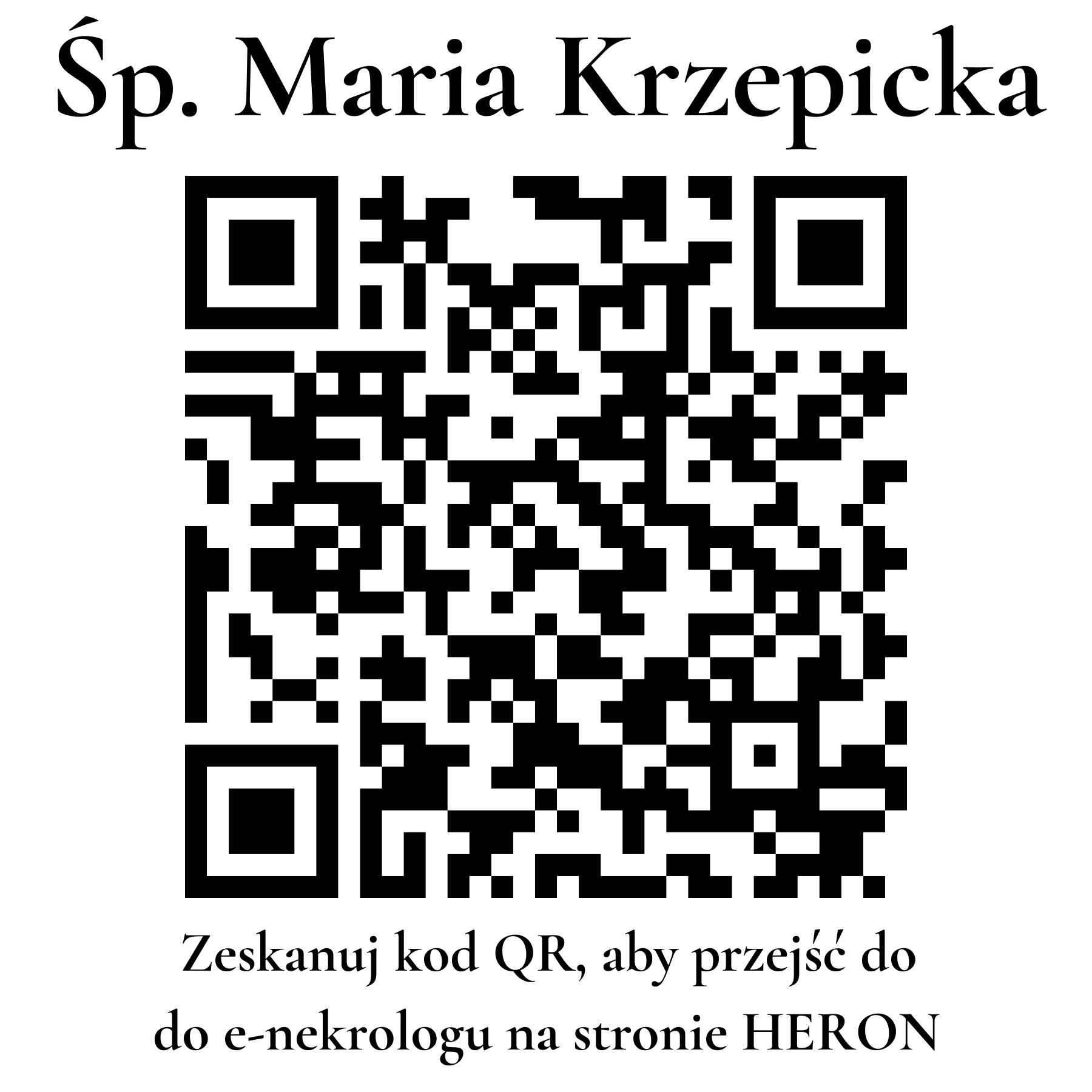 Kod QR do nekrologu Maria Krzepicka