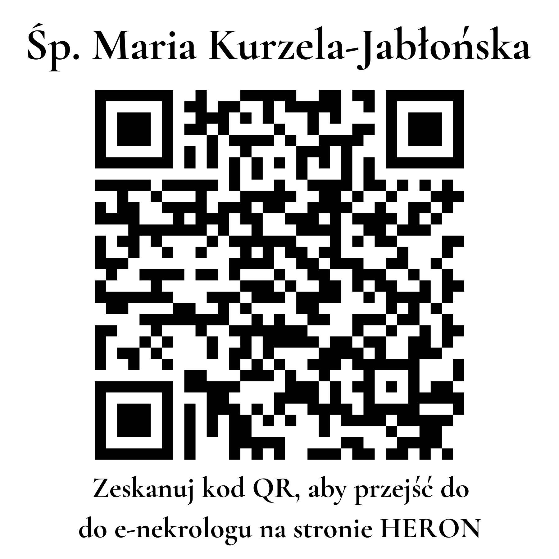 Kod QR do nekrologu Maria Kurzela-Jabłońska