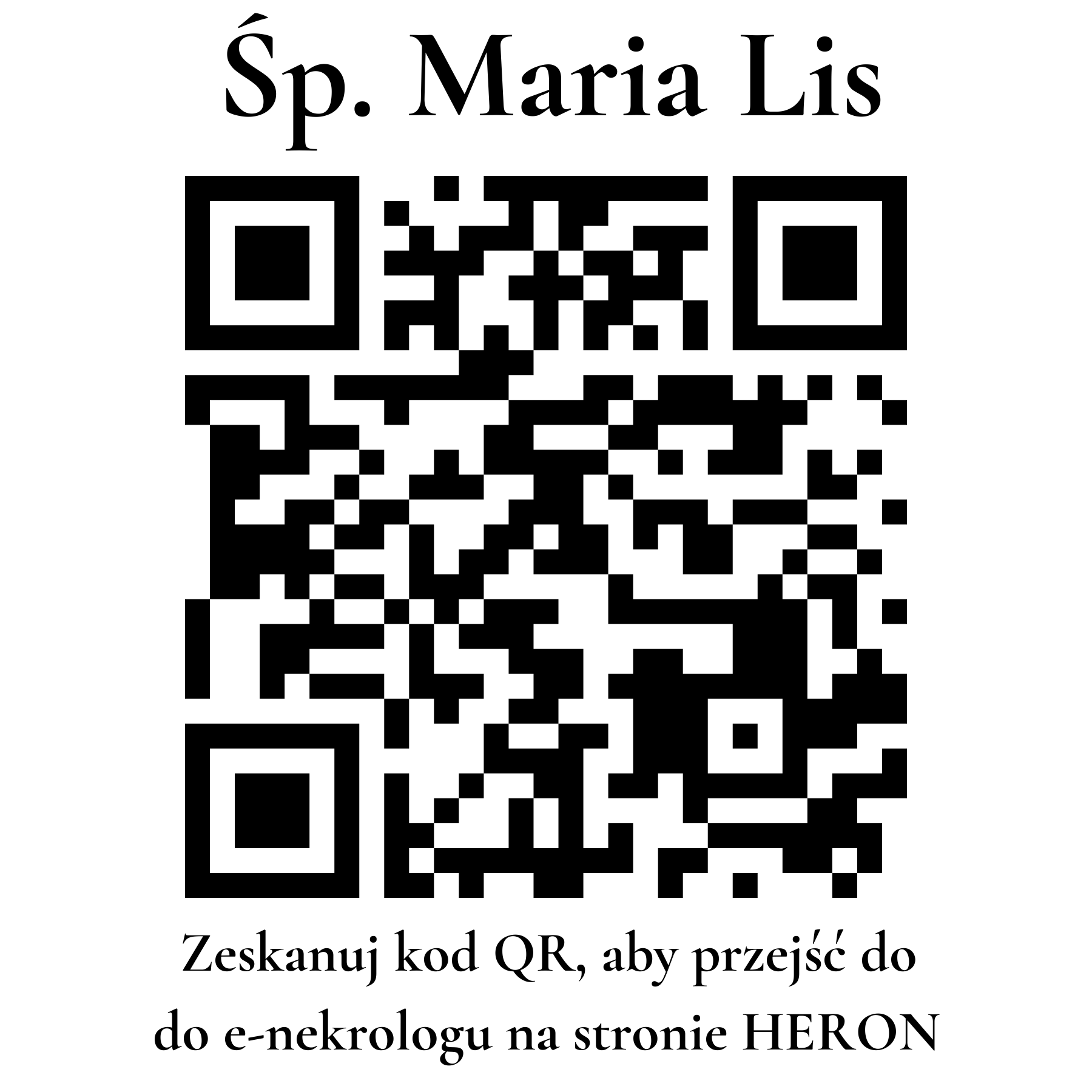 Kod QR do nekrologu Maria Lis