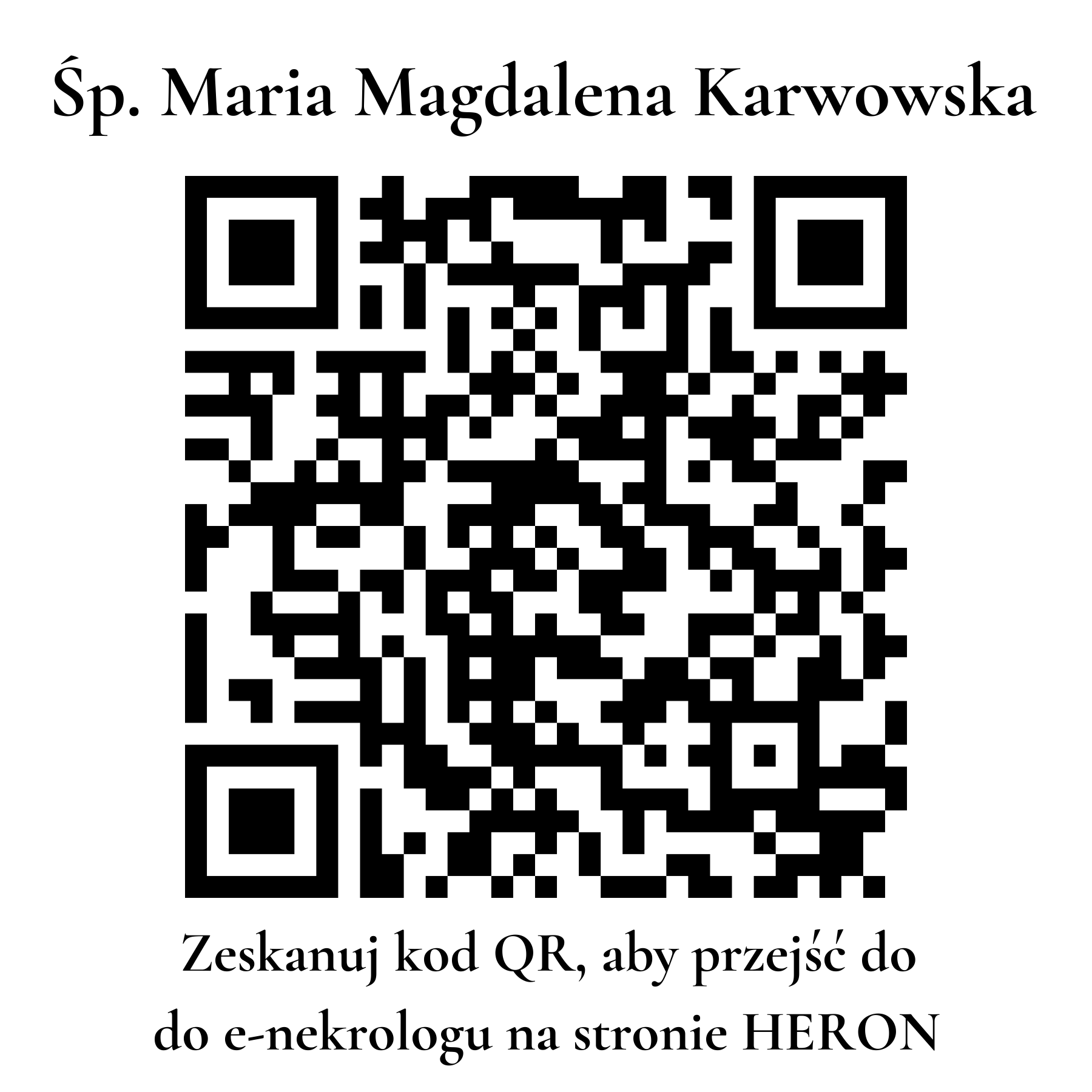 Kod QR do nekrologu Maria Magdalena Karwowska