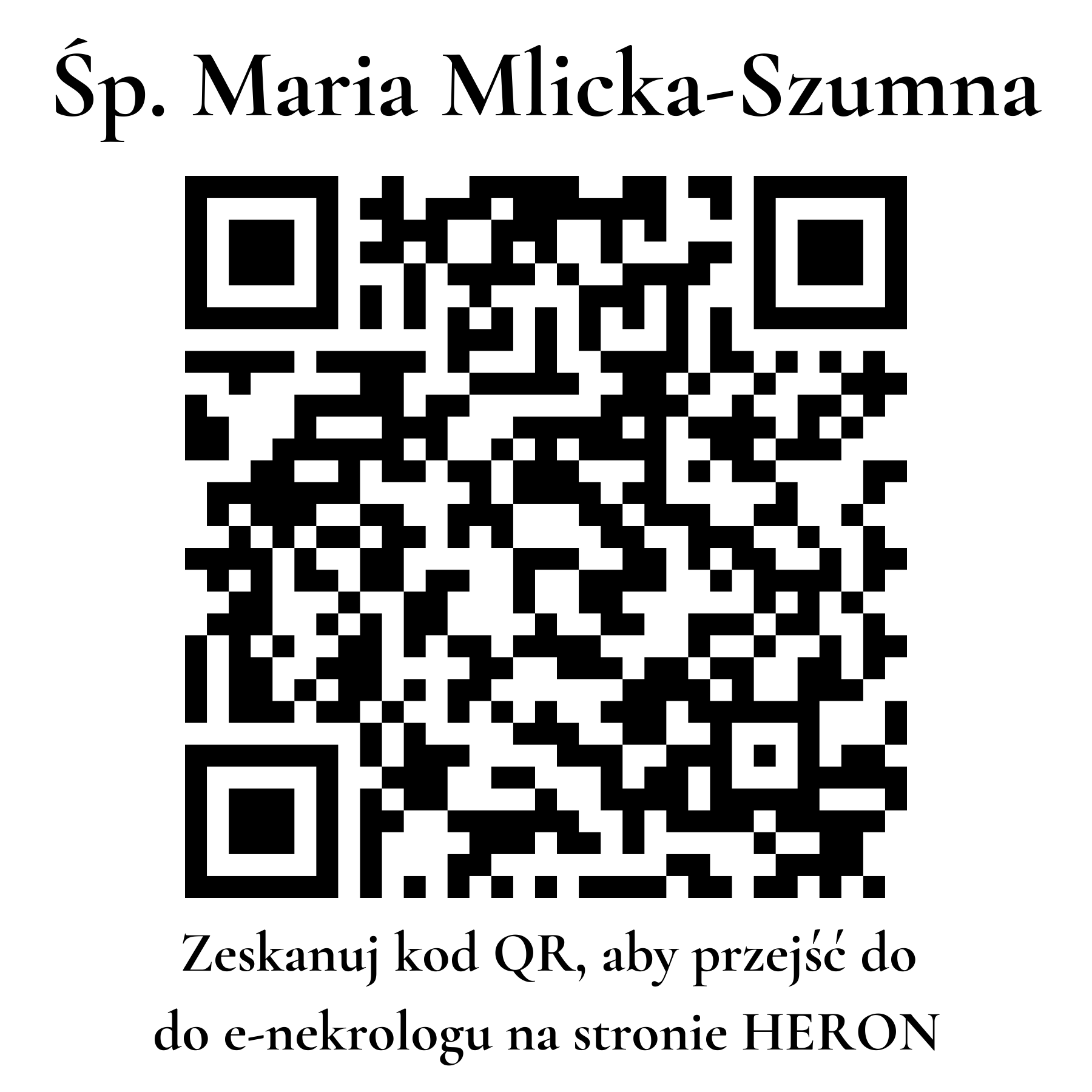 Kod QR do nekrologu Maria Mlicka-Szumna