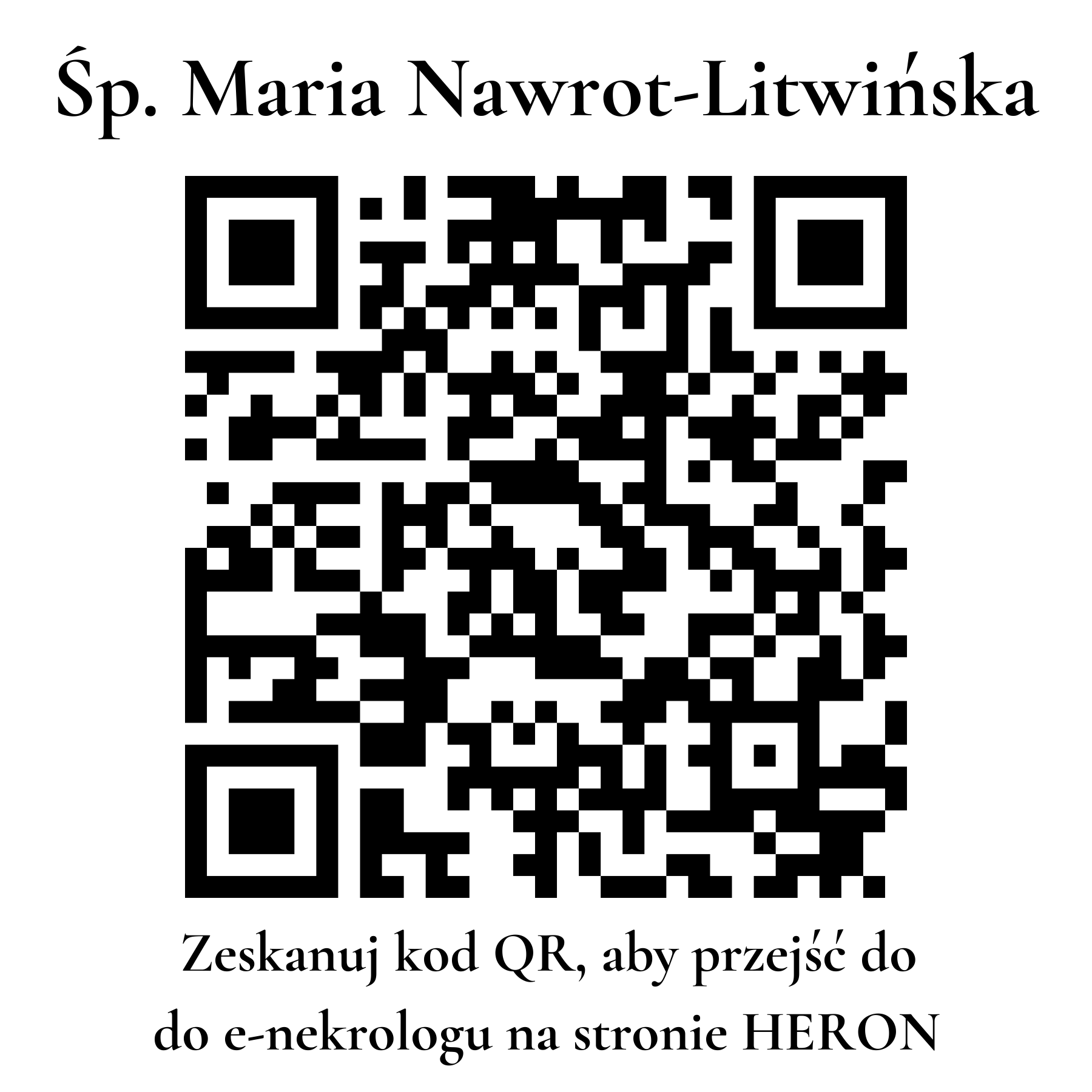 Kod QR do nekrologu Maria Nawrot-Litwińska Kod QR do nekrologu Maria Nawrot-Litwińska