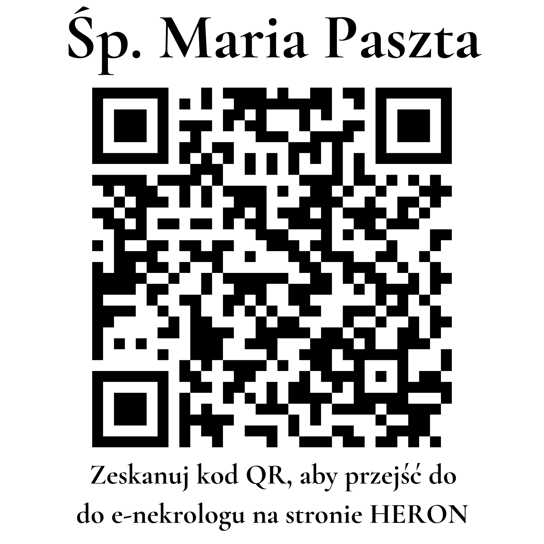 Kod QR do nekrologu Maria Paszta