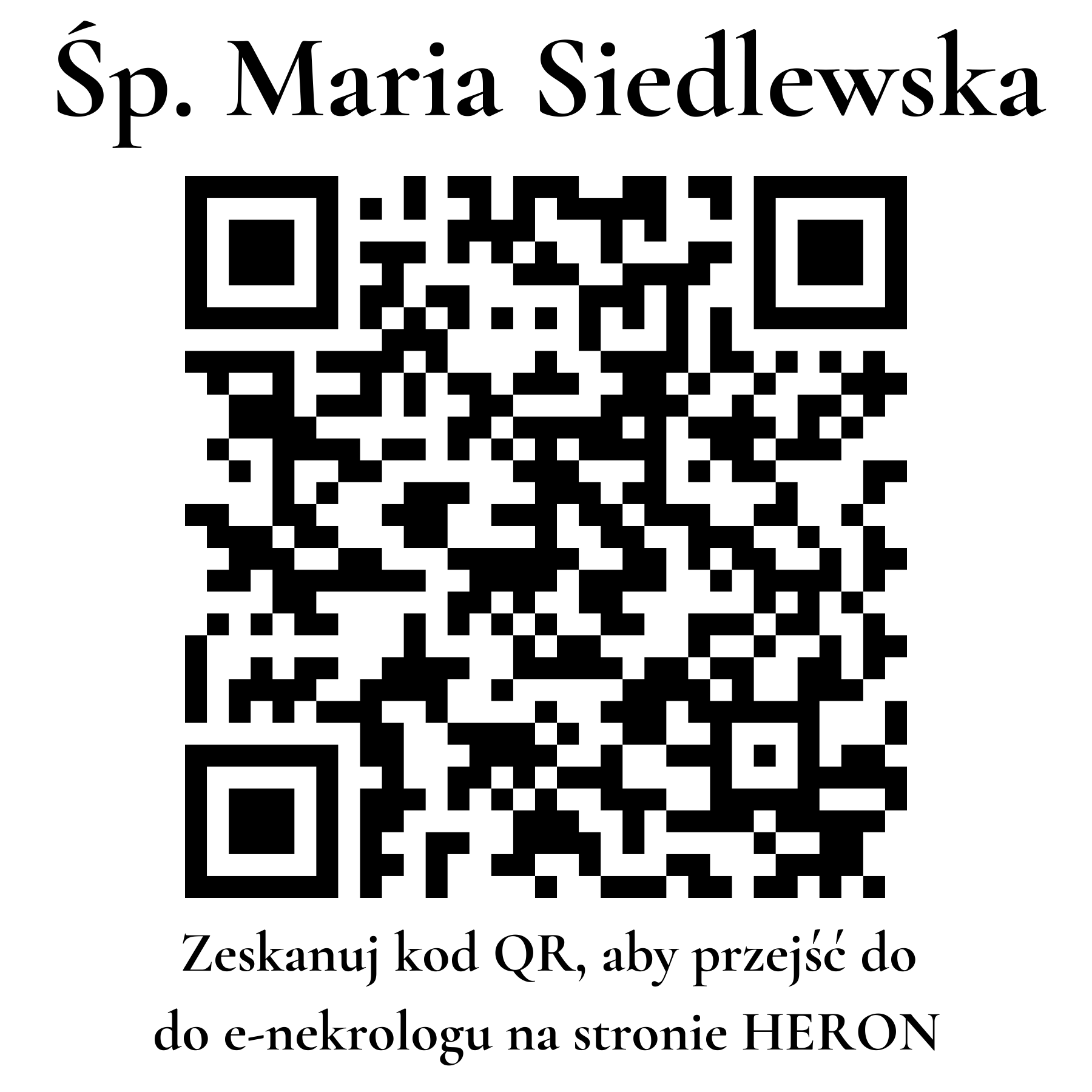 Kod QR do nekrologu Maria Siedlewska