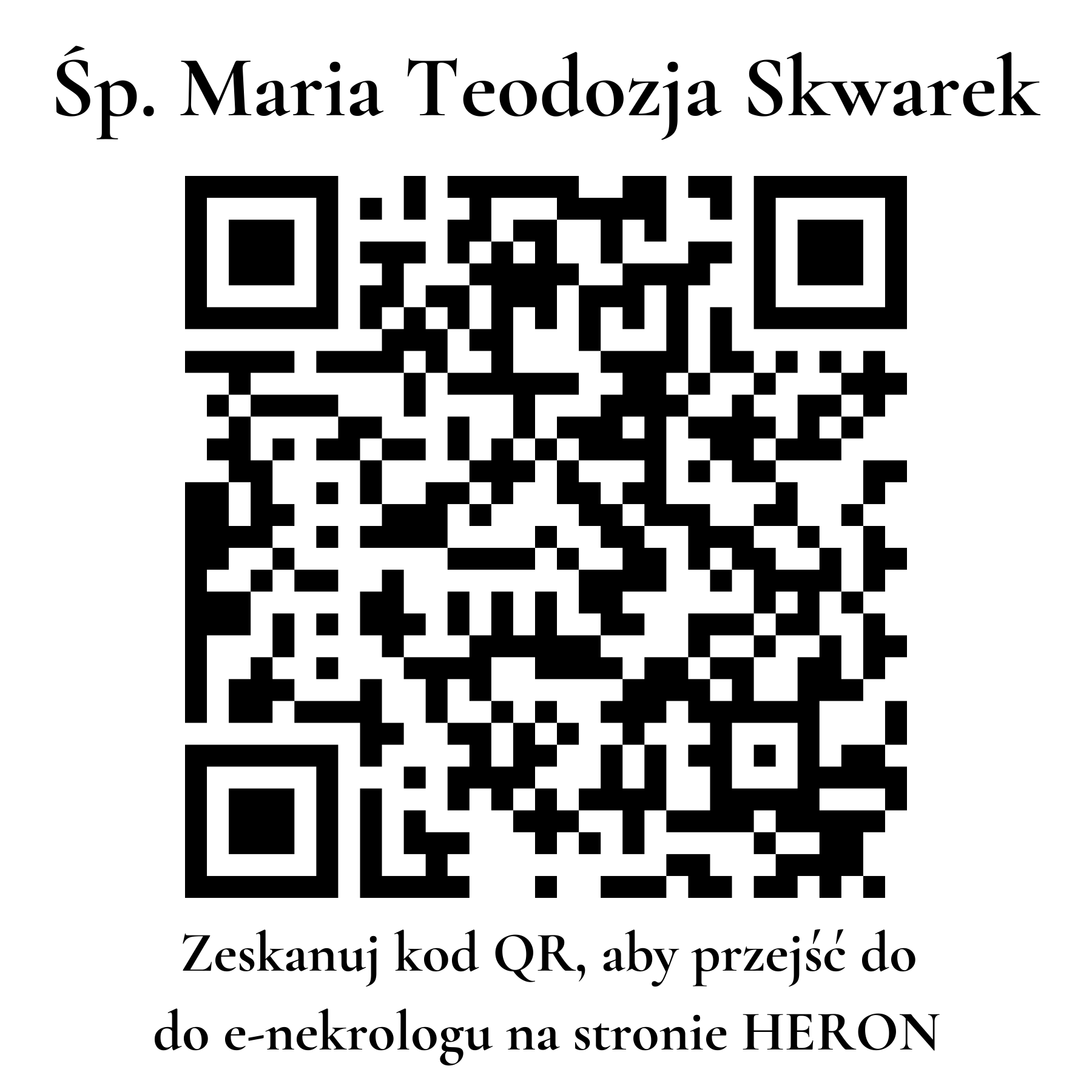 Kod QR do nekrologu Maria Teodozja Skwarek Kod QR do nekrologu Maria Teodozja Skwarek