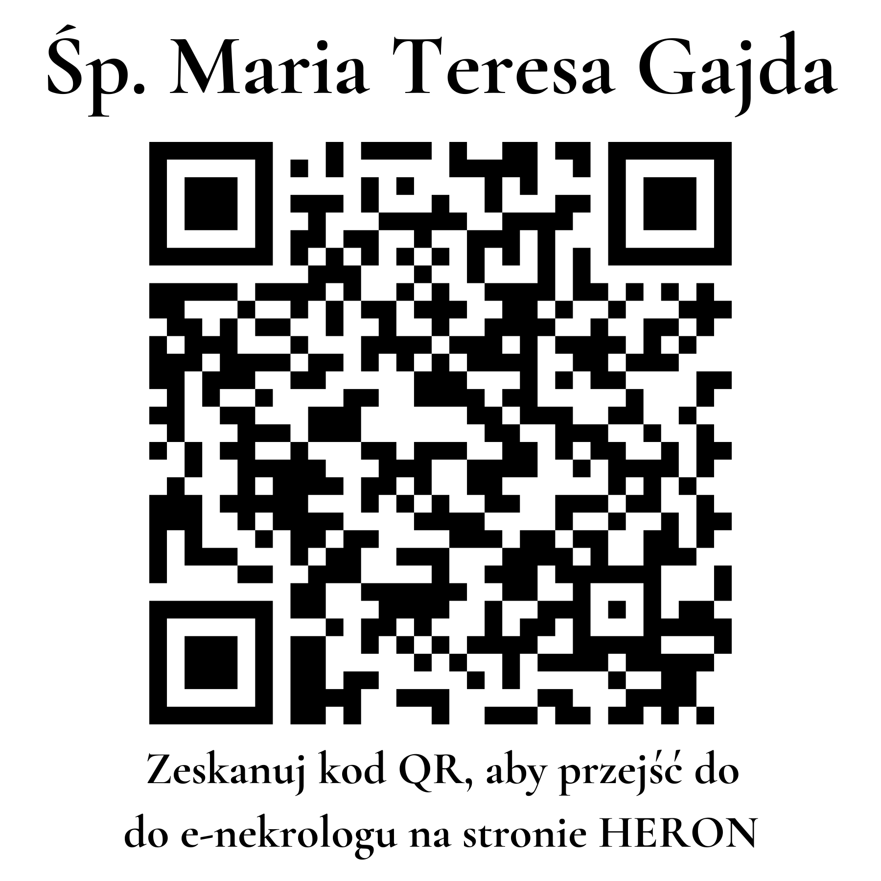 Kod QR do nekrologu Maria Teresa Gajda