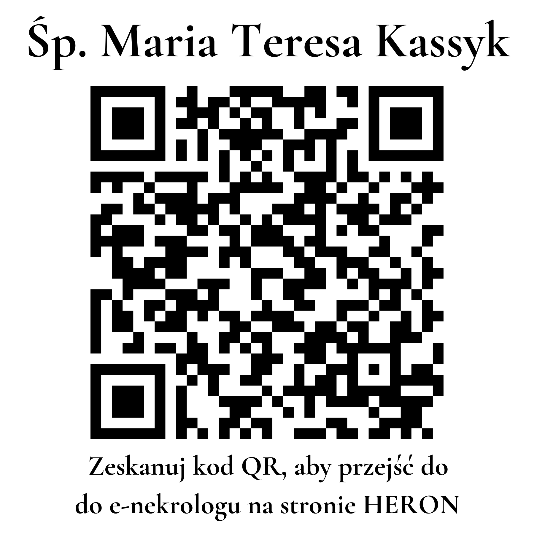 Kod QR do nekrologu Maria Teresa Kassyk