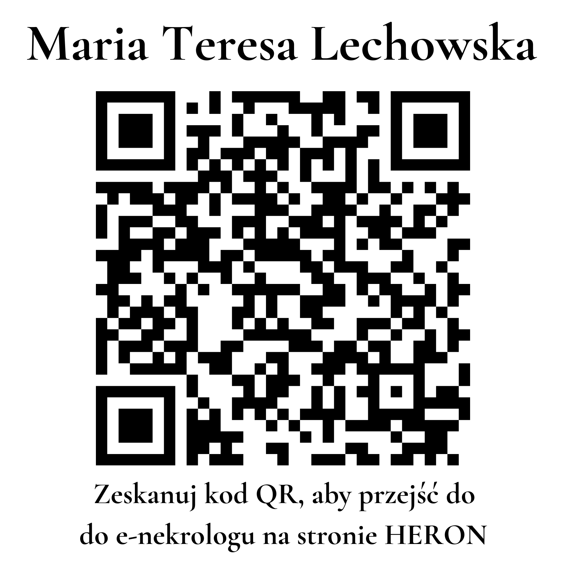 Kod QR do nekrologu Maria Teresa Lechowska