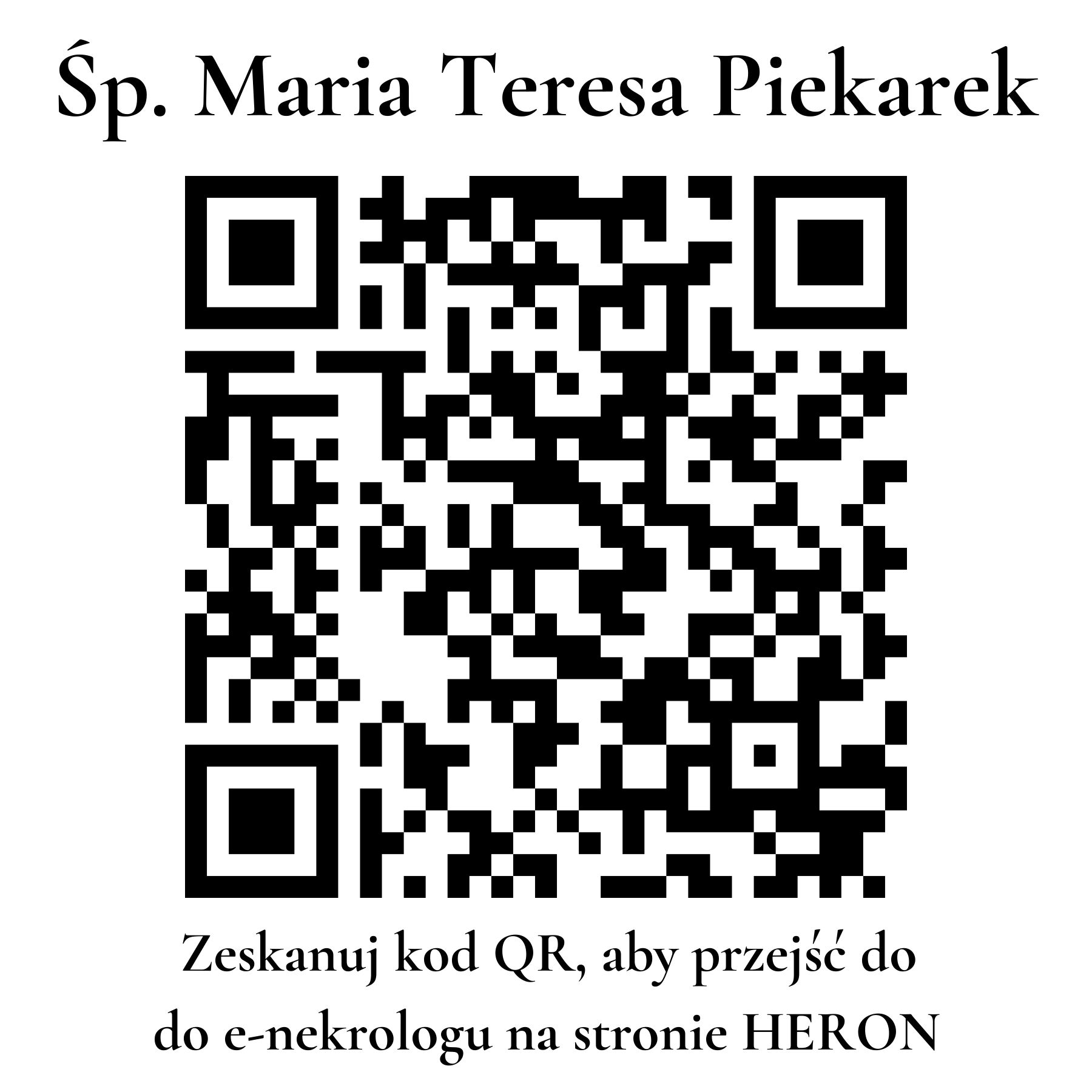 Kod QR do nekrologu Maria Teresa Piekarek