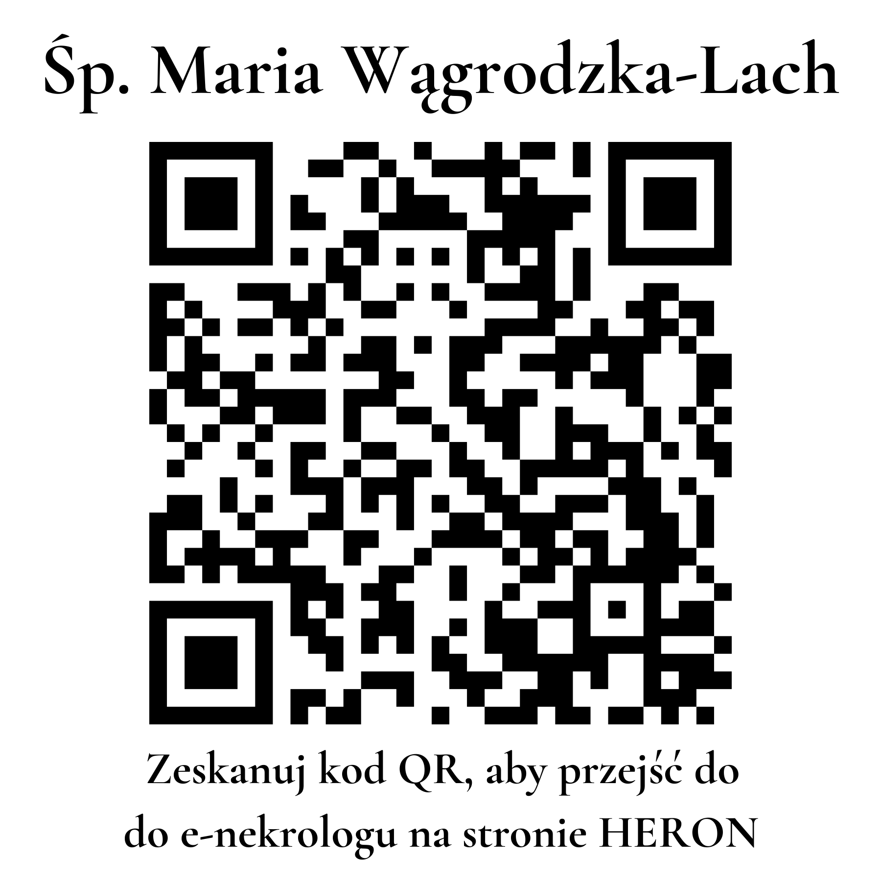 Kod QR do nekrologu Maria Wągrodzka-Lach Kod QR do nekrologu Maria Wągrodzka-Lach