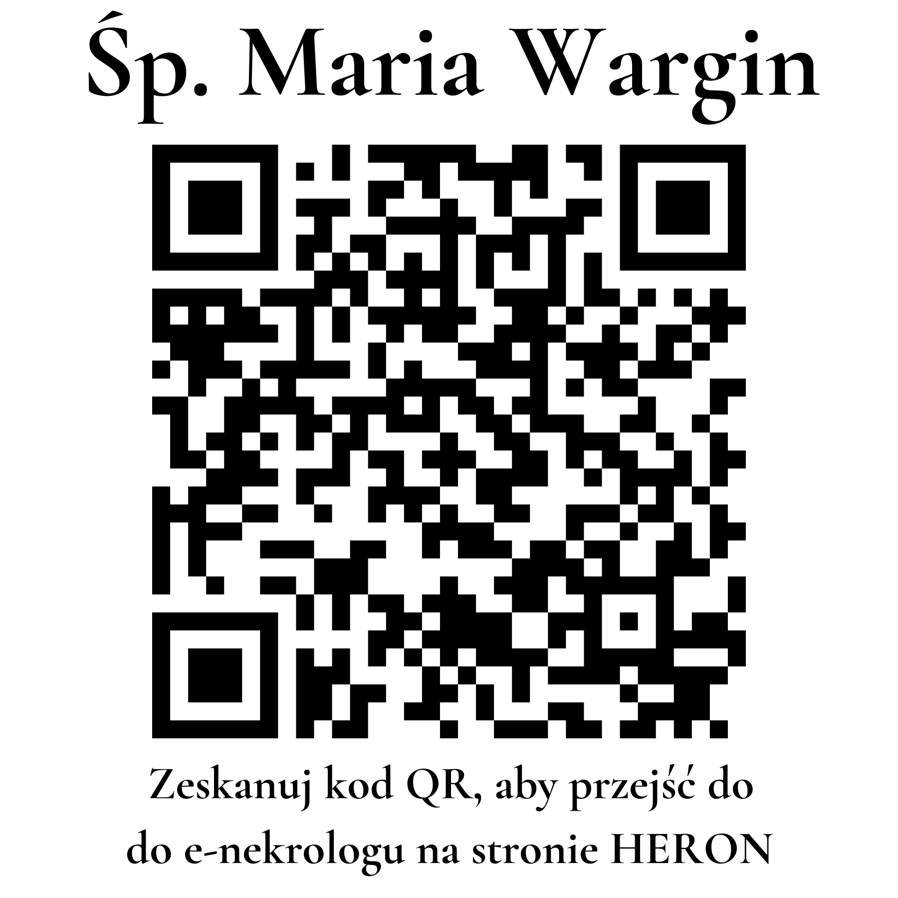 Kod QR do nekrologu Maria Wargin Kod QR do nekrologu Maria Wargin