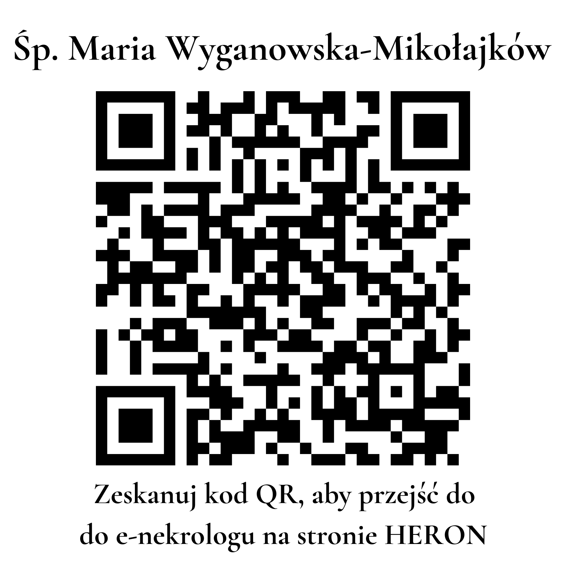Kod QR do nekrologu Maria Wyganowska-Mikołajków
