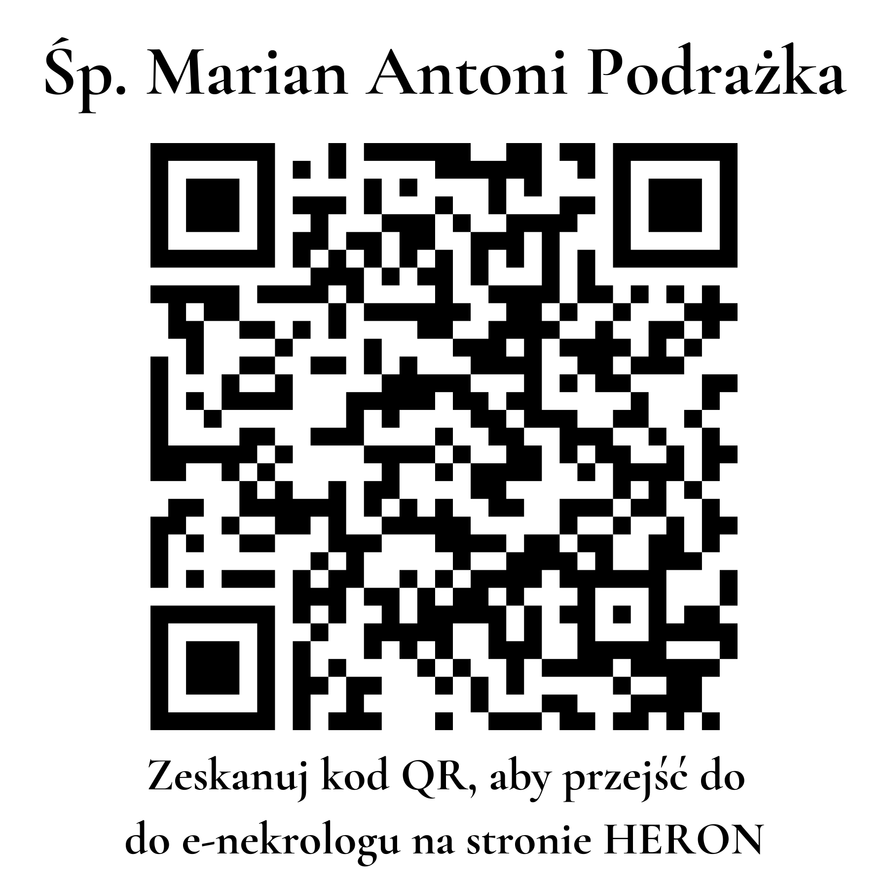 Kod QR do nekrologu Marian Antoni Podrażka