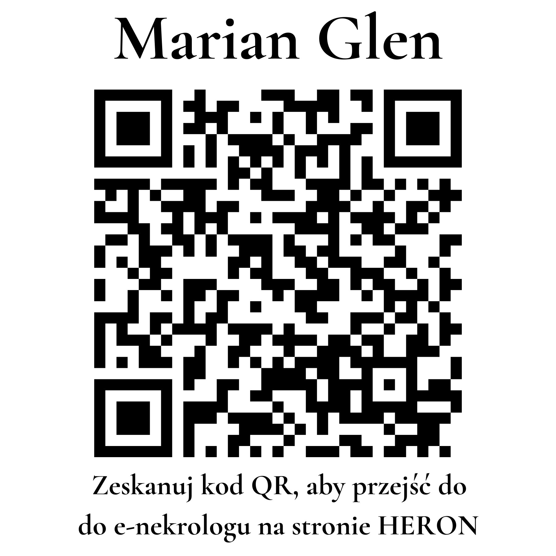 Kod QR do nekrologu Marian Glen