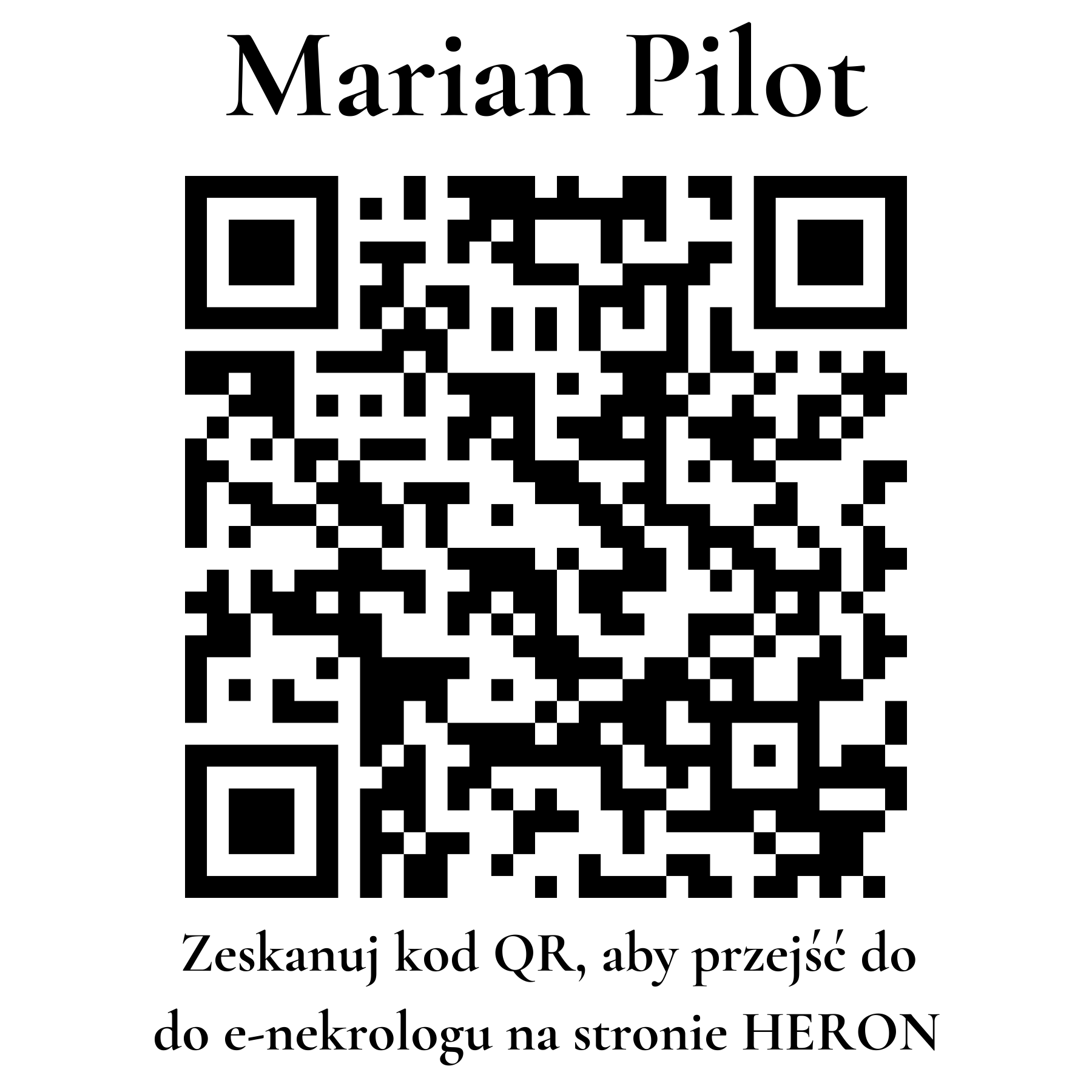 Kod QR do nekrologu Marian Pilot Kod QR do nekrologu Marian Pilot